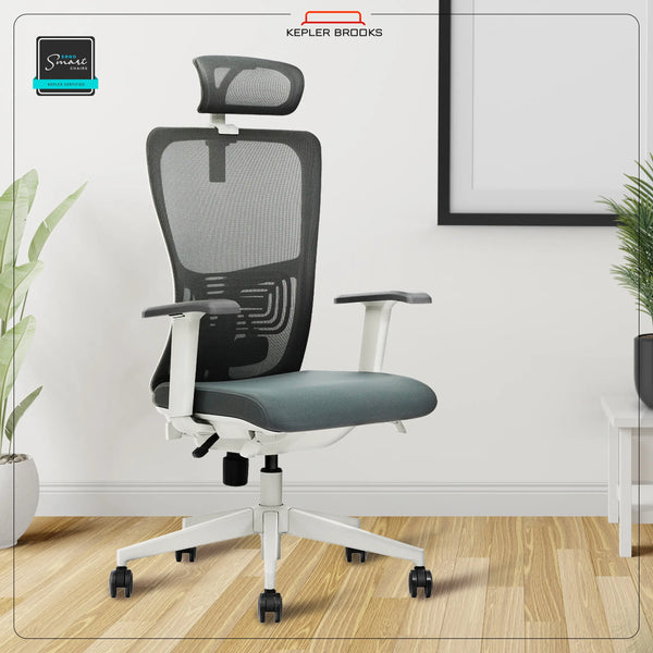 Kepler Brooks Altius Premium High Back Mesh Office Chair (Grey)