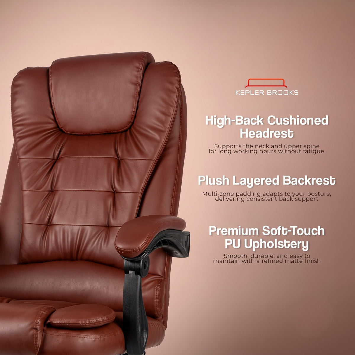 Kepler Brooks Italia High Back Leatherette ErgoSmart Office Chair