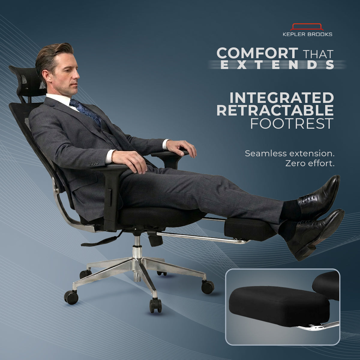 Kepler Brooks Vogue Pro Premium High Back Mesh Office Chair with Legrest