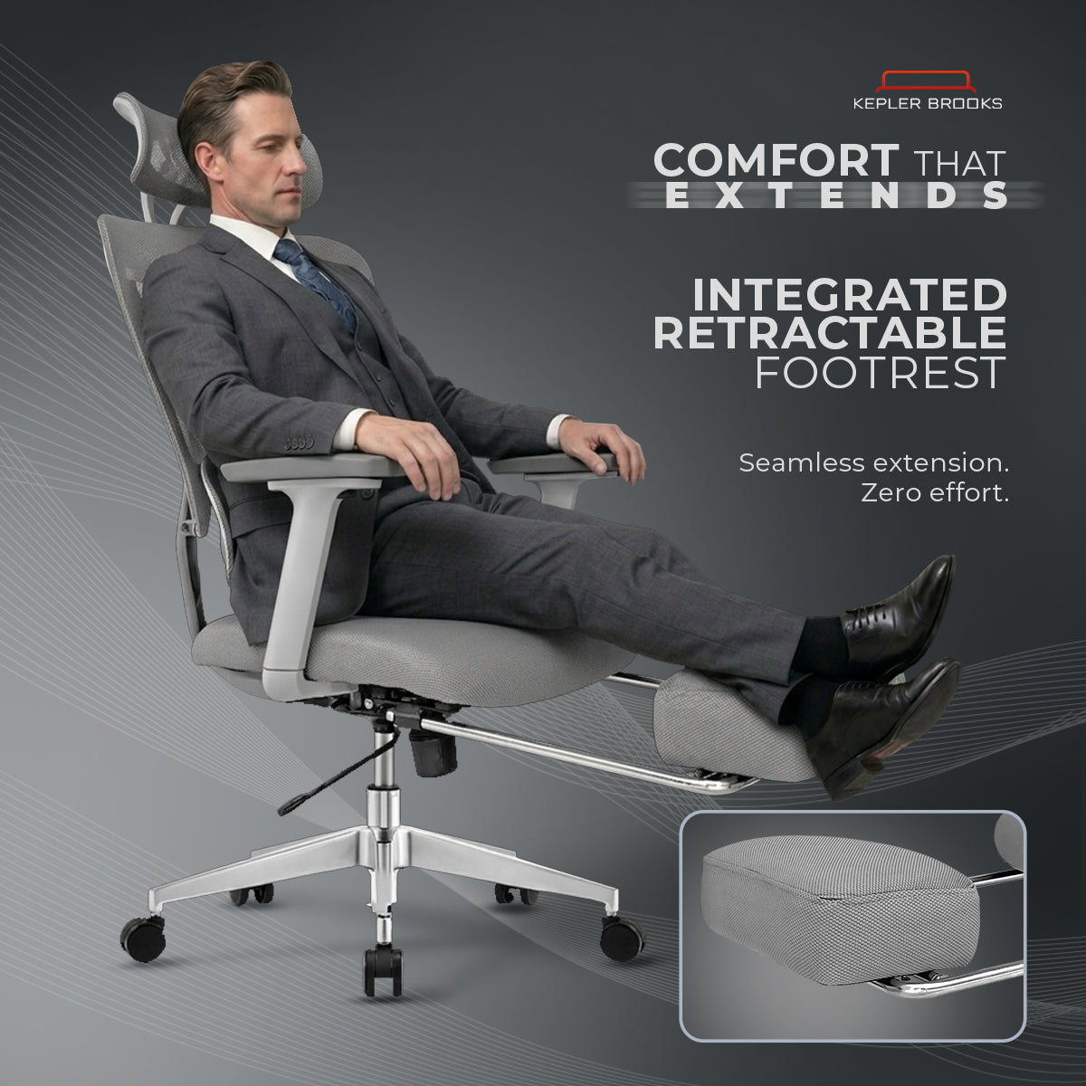Kepler Brooks Vogue Pro Premium High Back Mesh Office Chair with Legrest