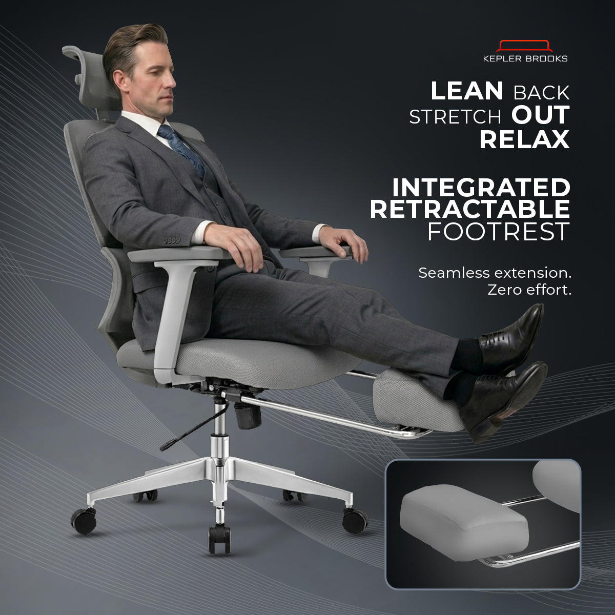 Kepler Brooks Imperia Pro Premium High Back Mesh Office Chair with Legrest