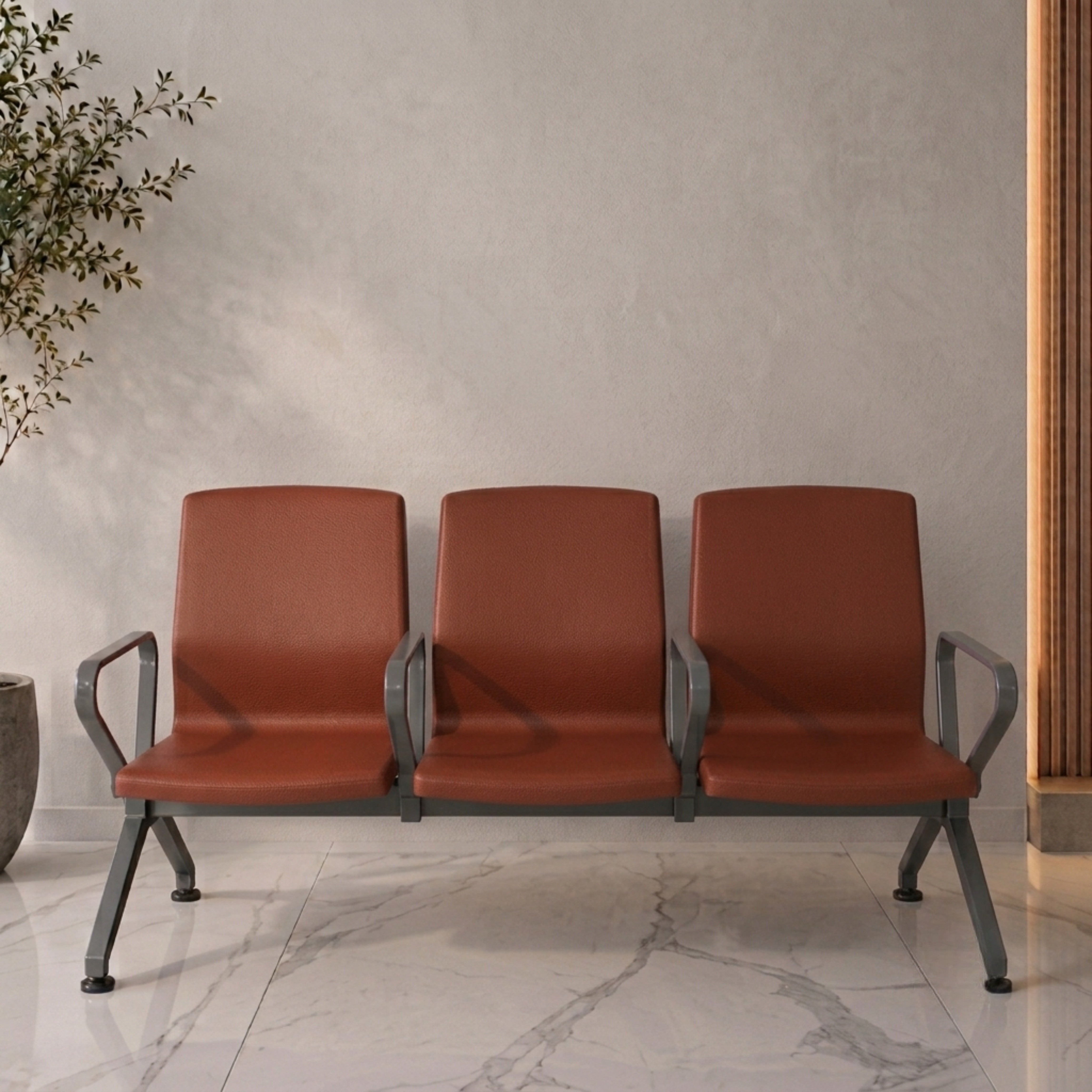 Kepler Brooks Verona Premium PU Waiting Chair with Mild Steel Frame and Centre Arms
