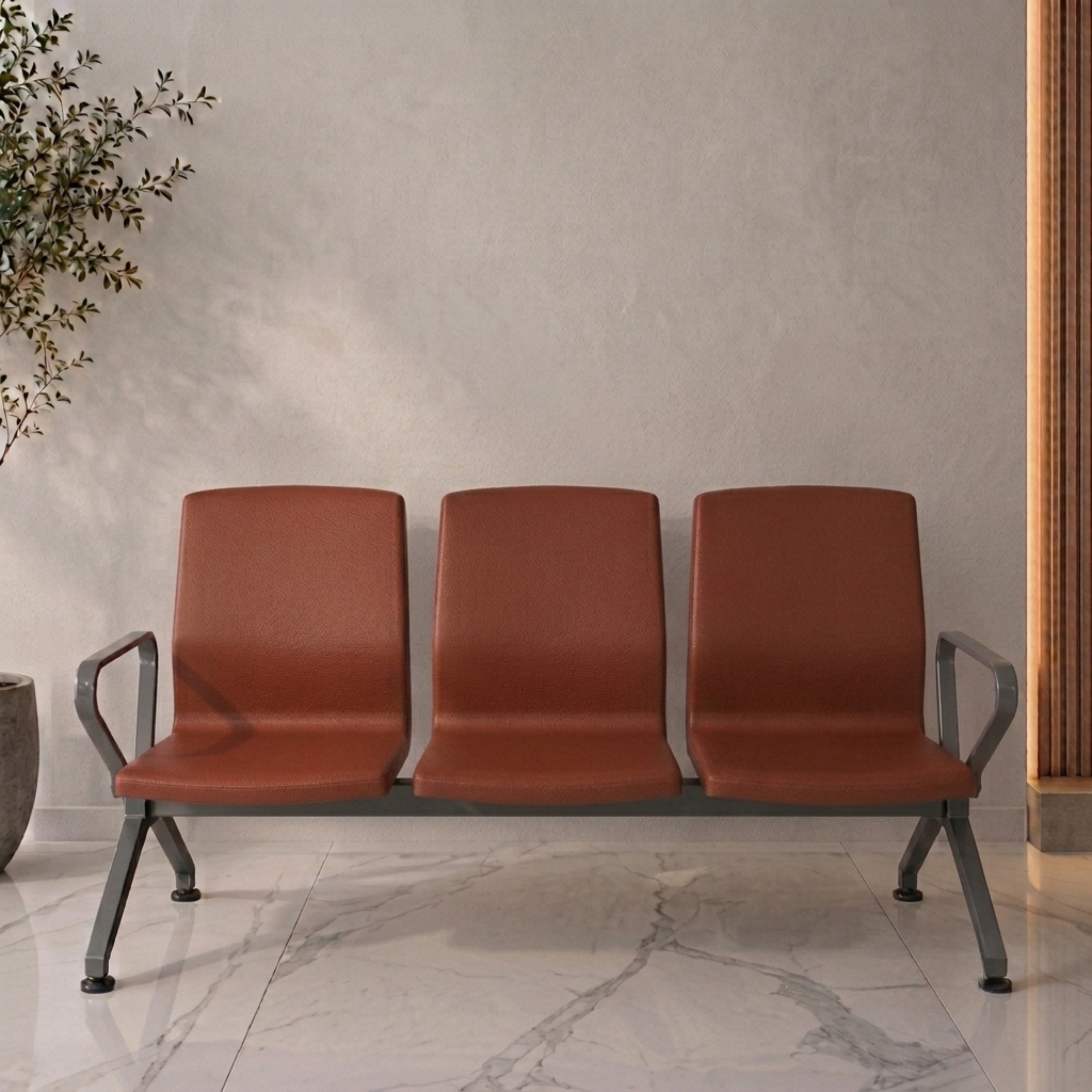 Kepler Brooks Verona Premium PU Waiting Chair with Mild Steel Frame