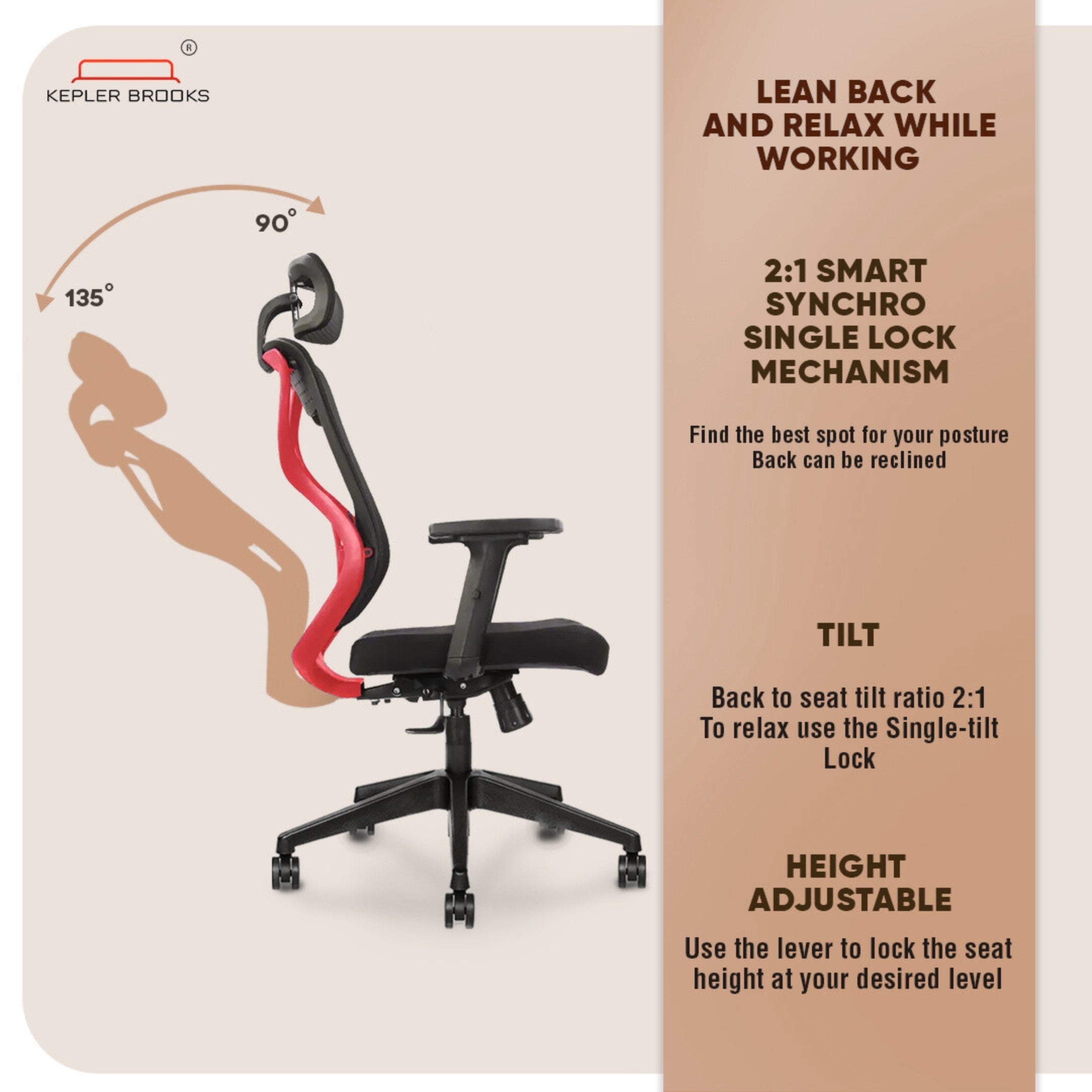 Kepler Brooks Marvel Lite High Back Mesh Office Chair