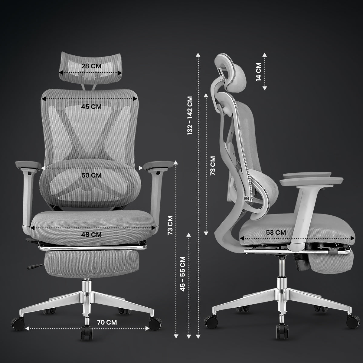 Kepler Brooks Vogue Pro Premium High Back Mesh Office Chair with Legrest