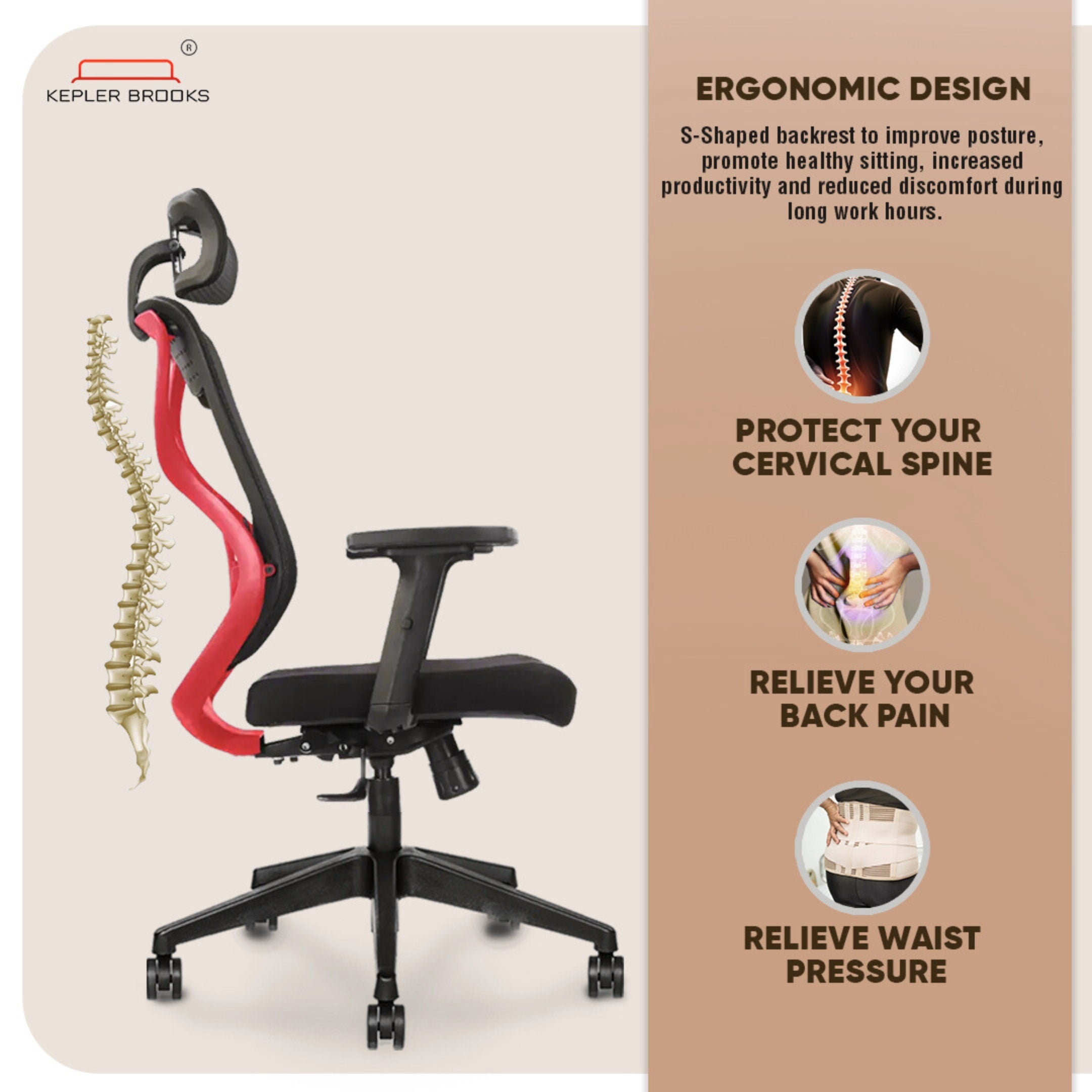 Kepler Brooks Marvel Lite High Back Mesh Office Chair