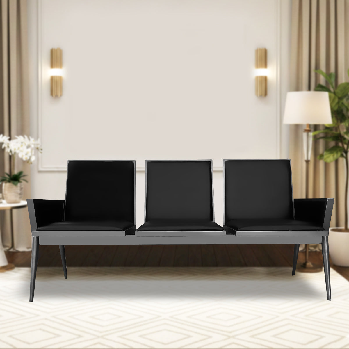 Kepler Brooks Comfy Three Seater Waiting Chair with Cushion & Arms