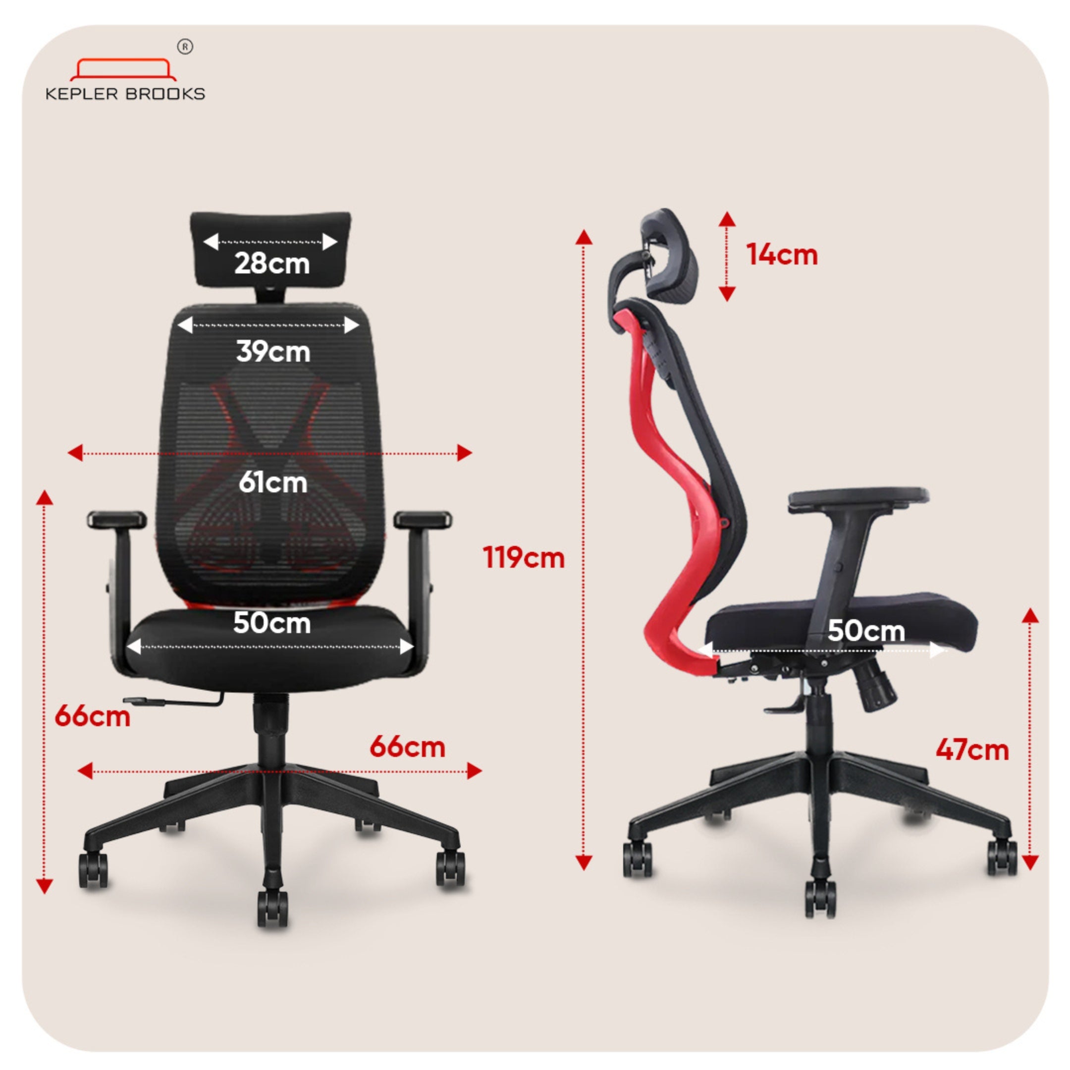 Kepler Brooks Marvel Lite High Back Mesh Office Chair