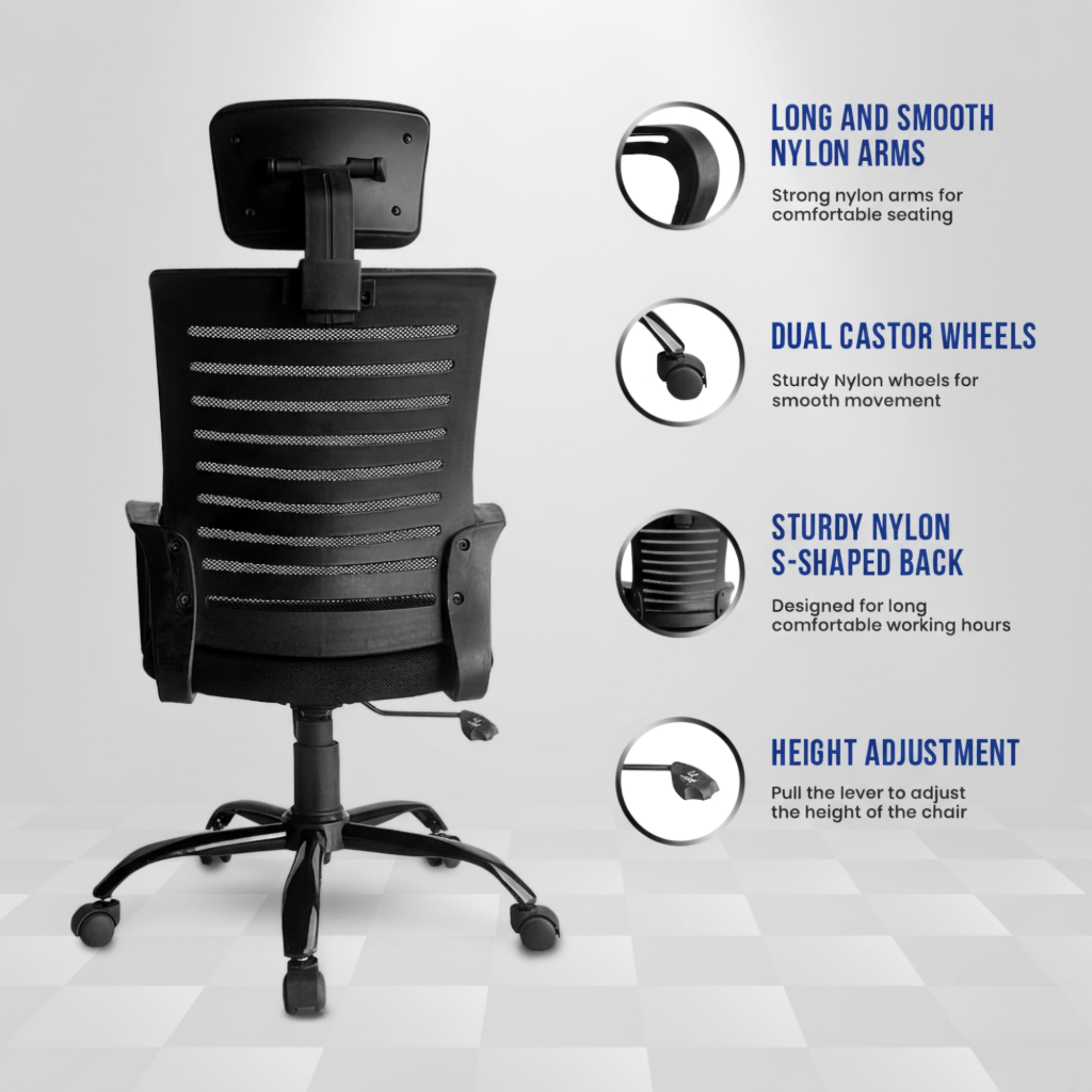 Kepler Brooks Aspira High Back Mesh Office Chair (Black)