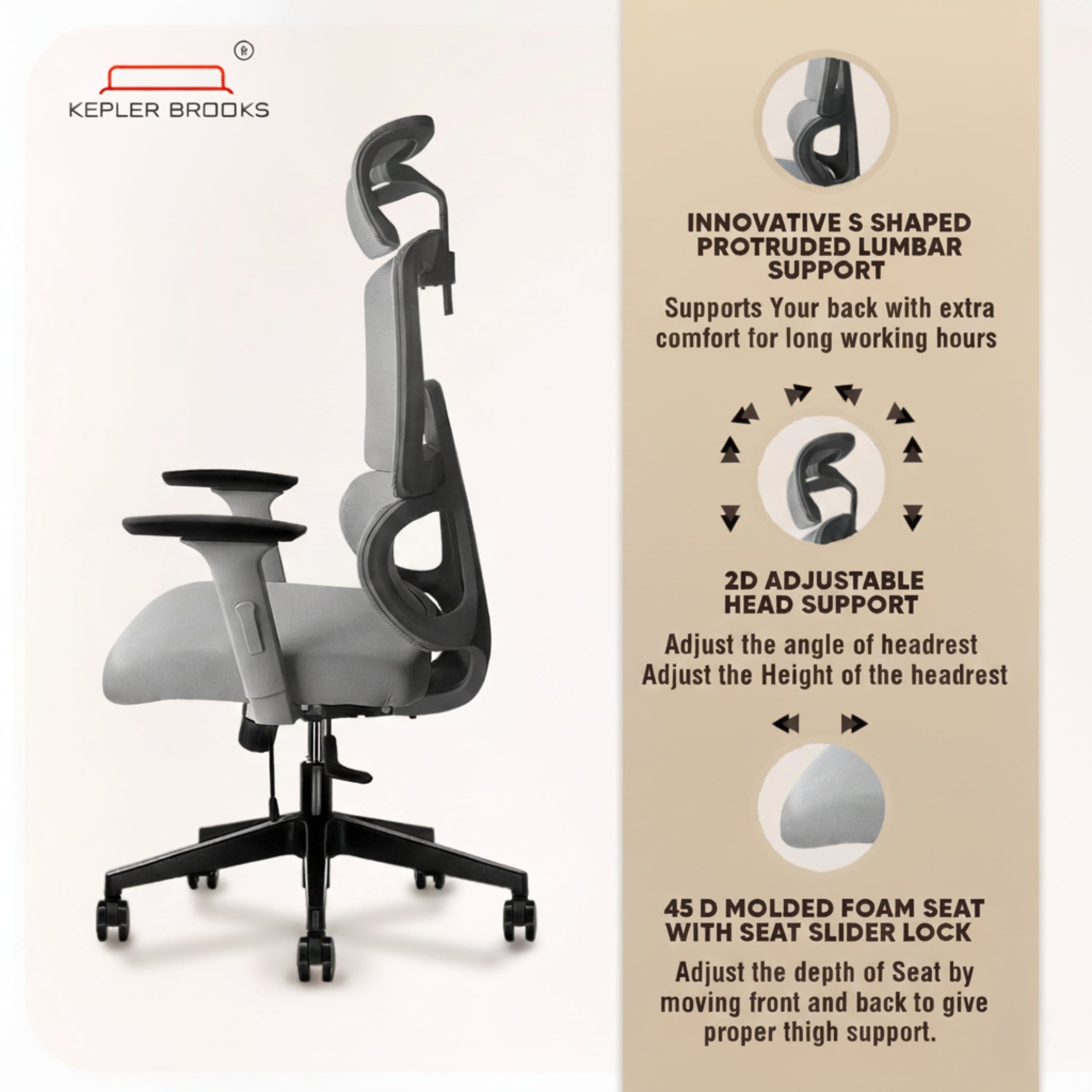 Kepler Brooks Imperia High Back Mesh Office Chair (Black)