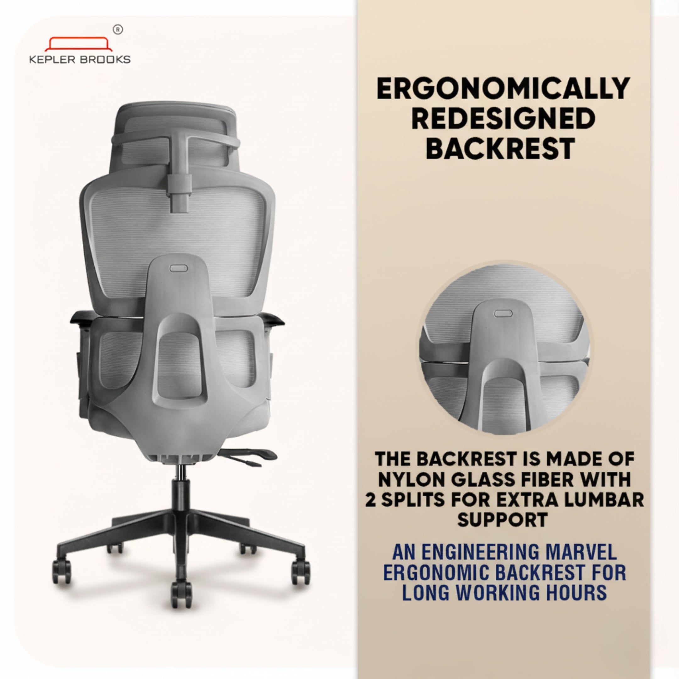 Kepler Brooks Imperia High Back Mesh Office Chair (Black)