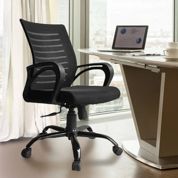 Kepler Brooks Iris Mid Back Mesh Office Chair (Black)