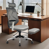 Kepler Brooks Marvel Pro Premium High Back Mesh Office Chair with Legrest (White Grey)