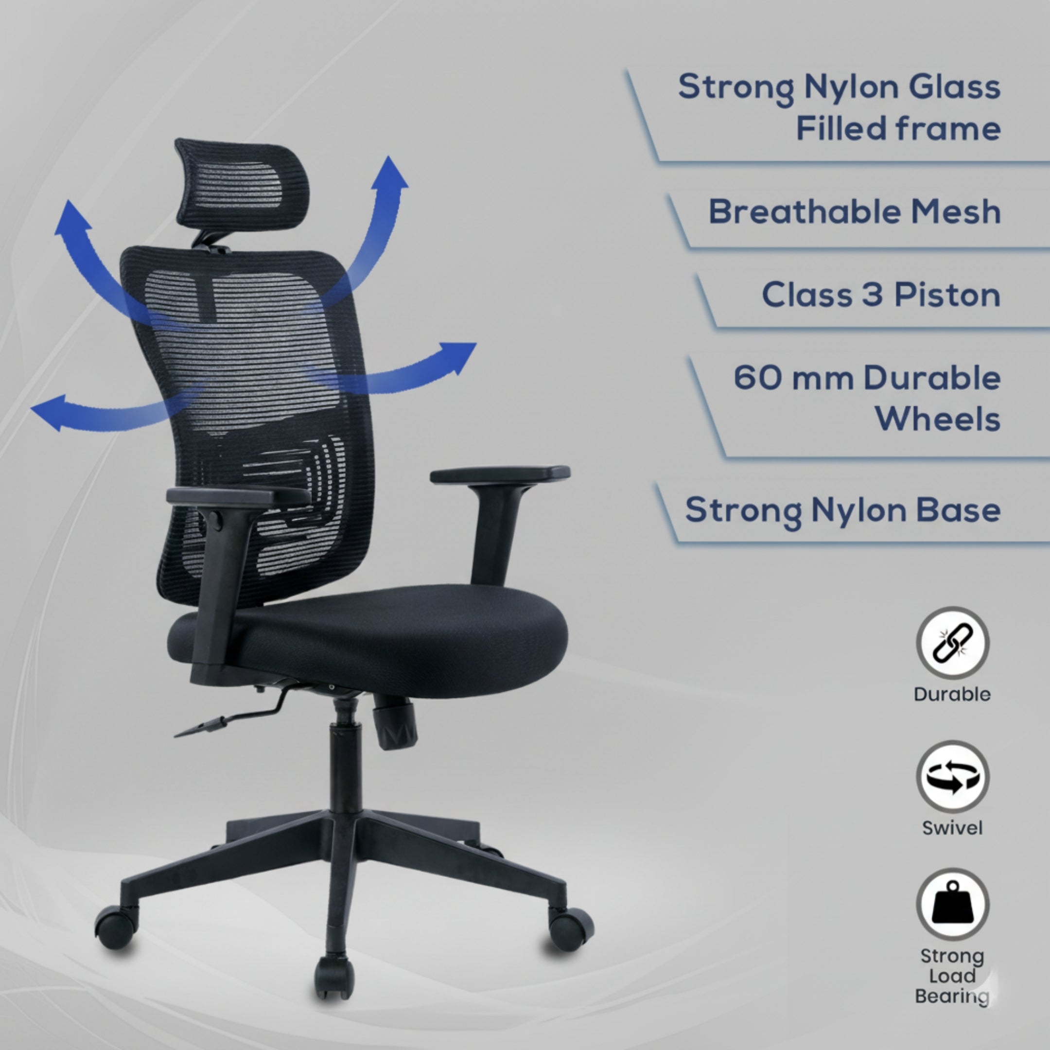 Kepler Brooks Ignis Ergonomic High Back Mesh Office Chair