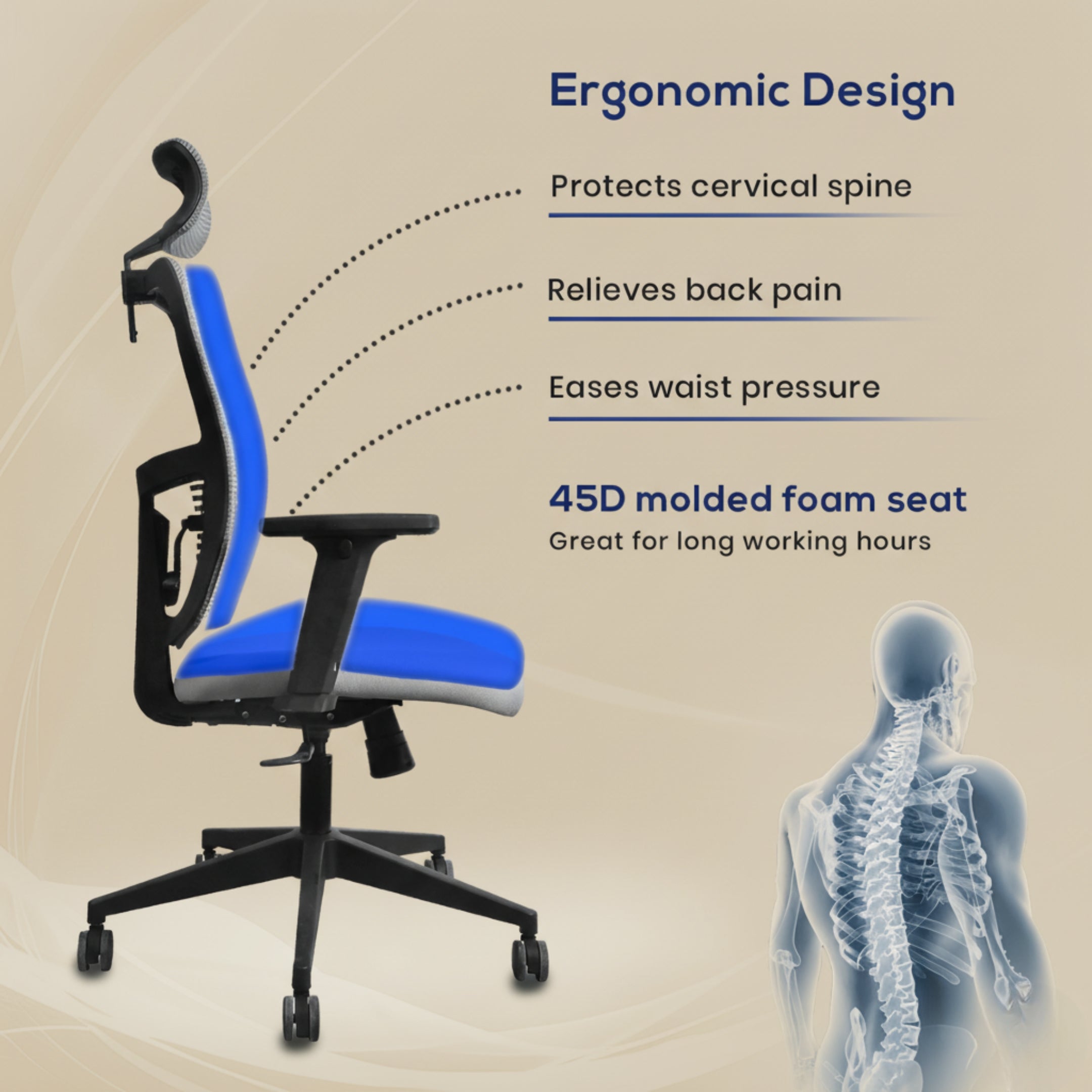 Kepler Brooks Ignis Ergonomic High Back Mesh Office Chair