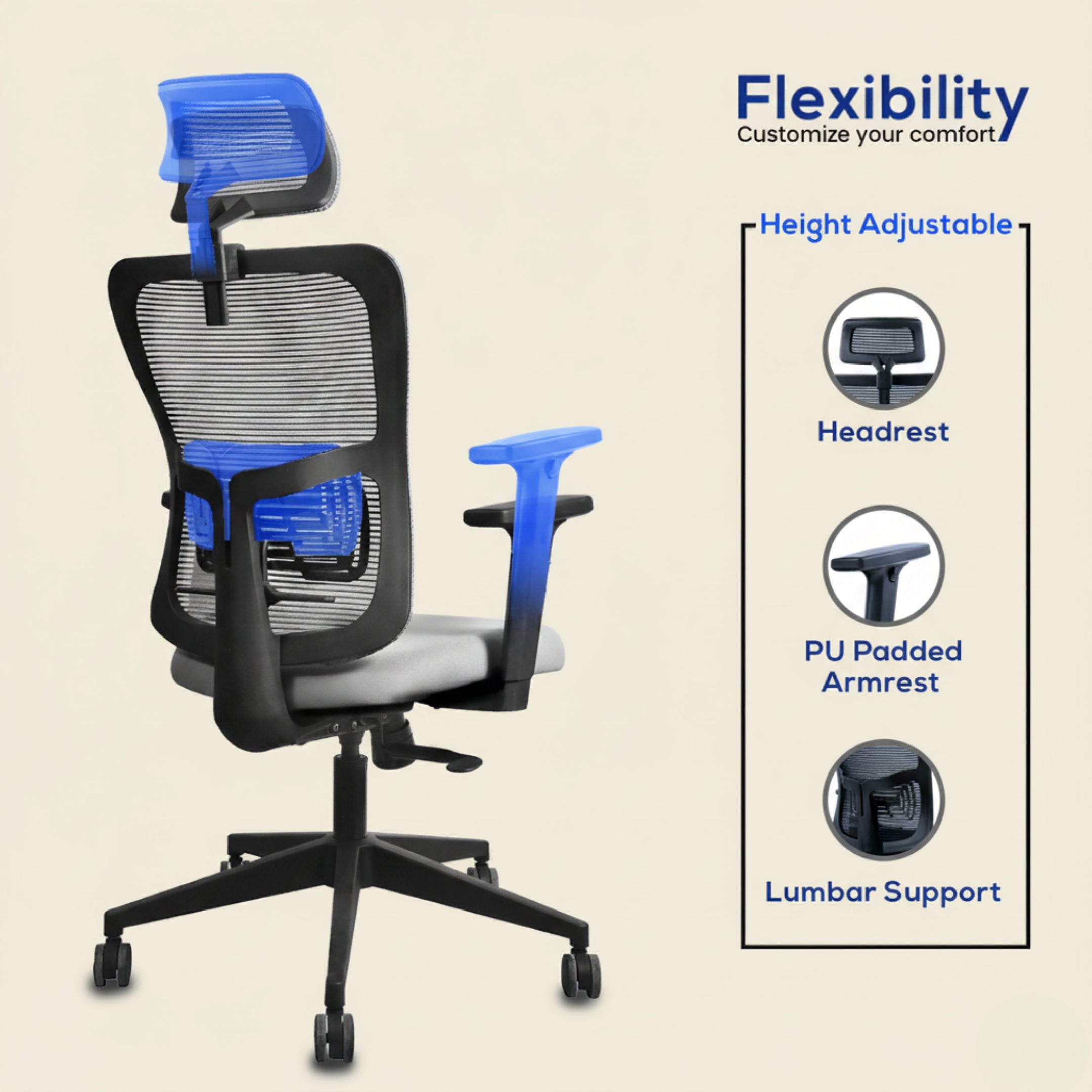 Kepler Brooks Ignis Ergonomic High Back Mesh Office Chair