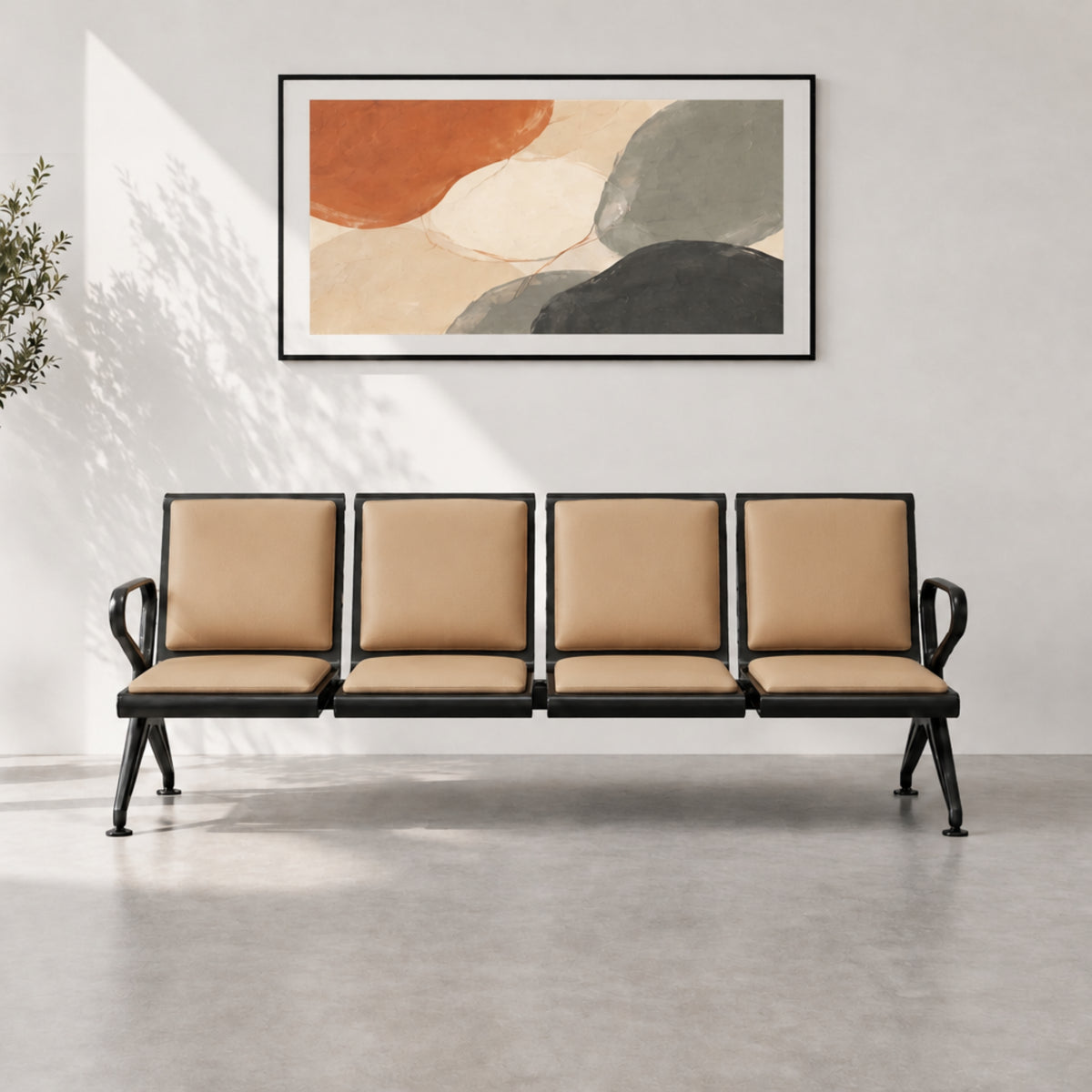 Kepler Brooks Trinity 4 Seater Waiting Chair with Cushion ( Mild Steel Frame )