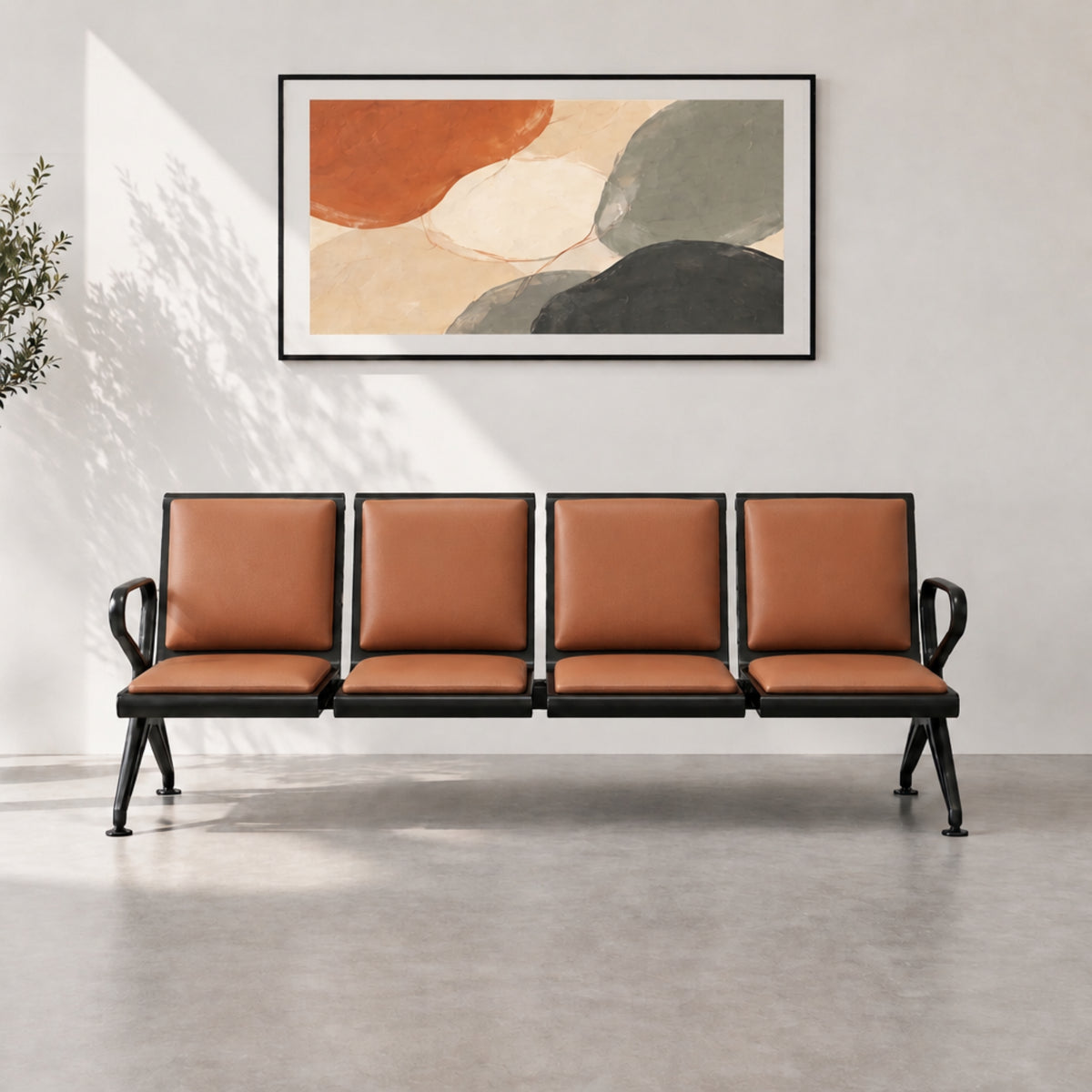 Kepler Brooks Trinity 4 Seater Waiting Chair with Cushion ( Mild Steel Frame )