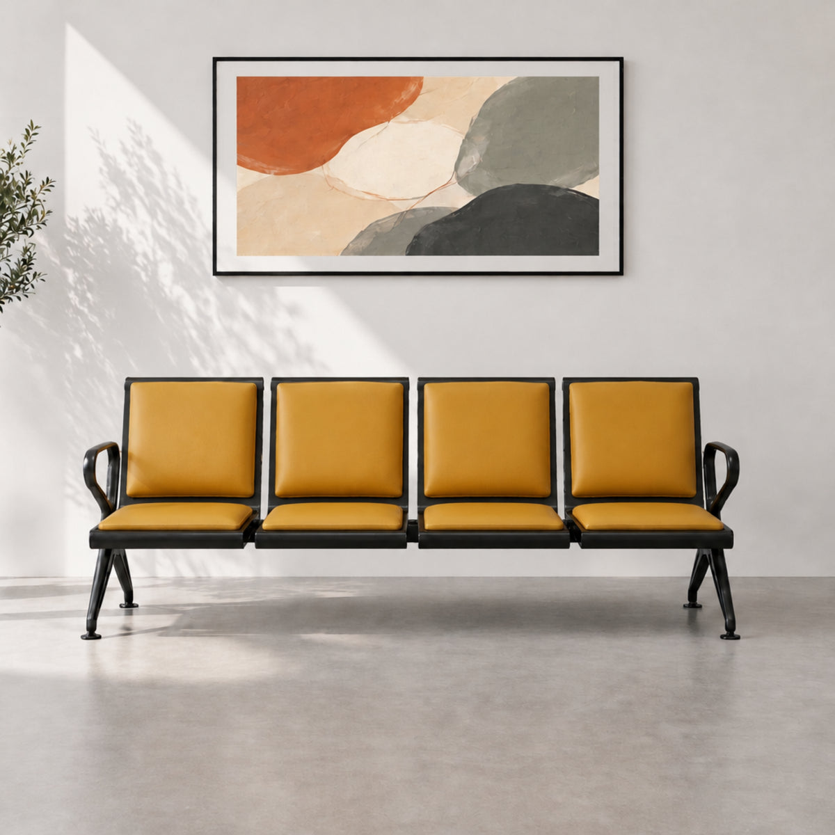 Kepler Brooks Trinity 4 Seater Waiting Chair with Cushion ( Mild Steel Frame )