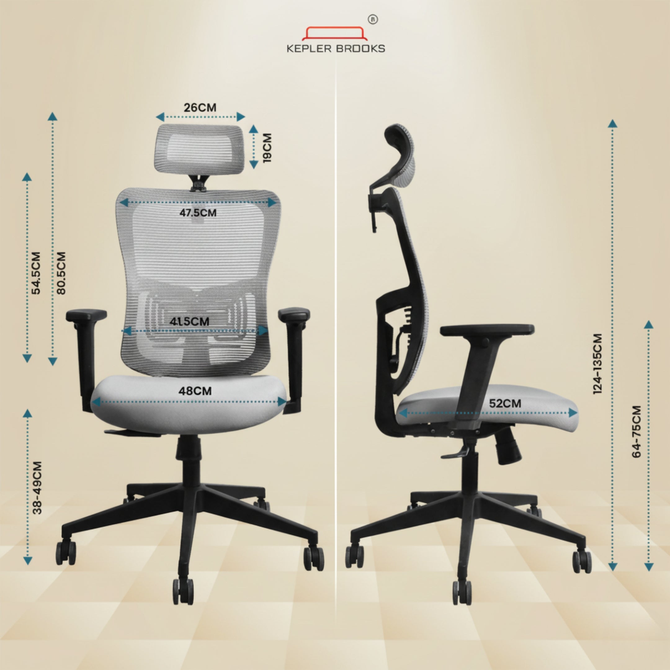 Kepler Brooks Ignis Ergonomic High Back Mesh Office Chair