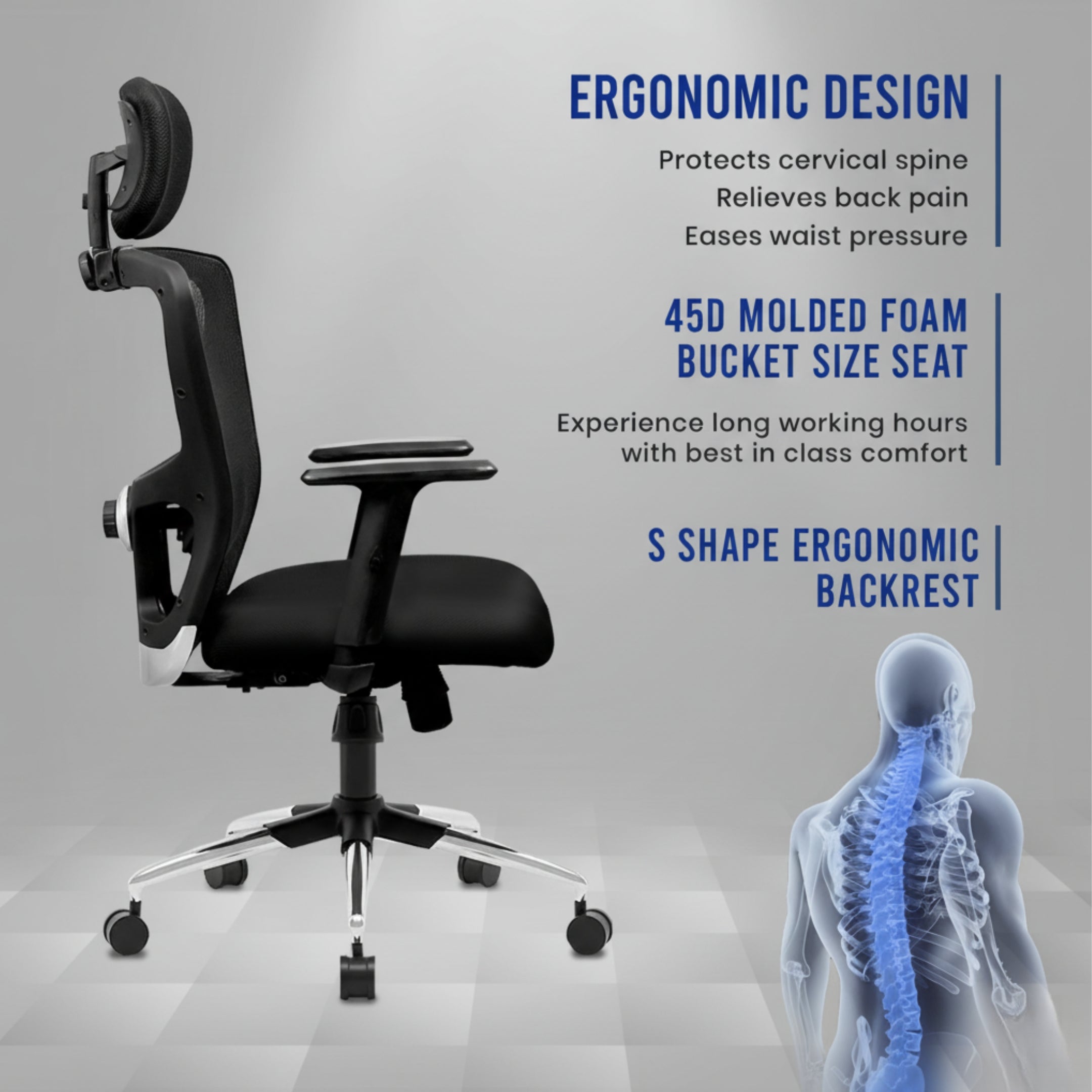 Kepler Brooks Zeus High Back Mesh Office Chair (Black)