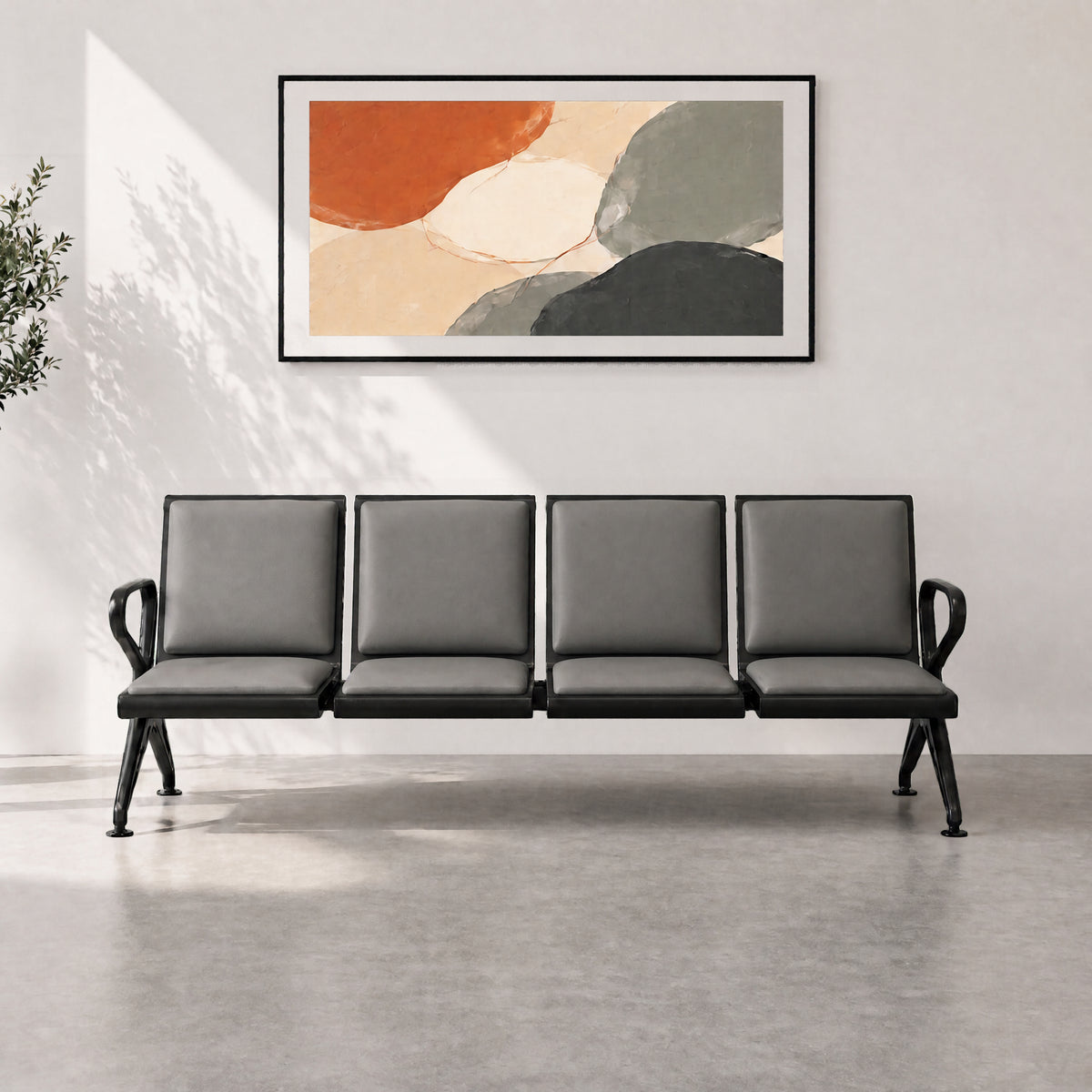 Kepler Brooks Trinity 4 Seater Waiting Chair with Cushion ( Mild Steel Frame )