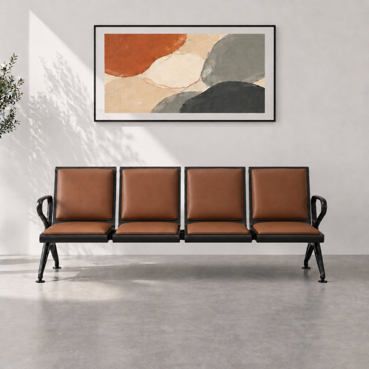 Kepler Brooks Trinity 4 Seater Waiting Chair with Cushion ( Mild Steel Frame )