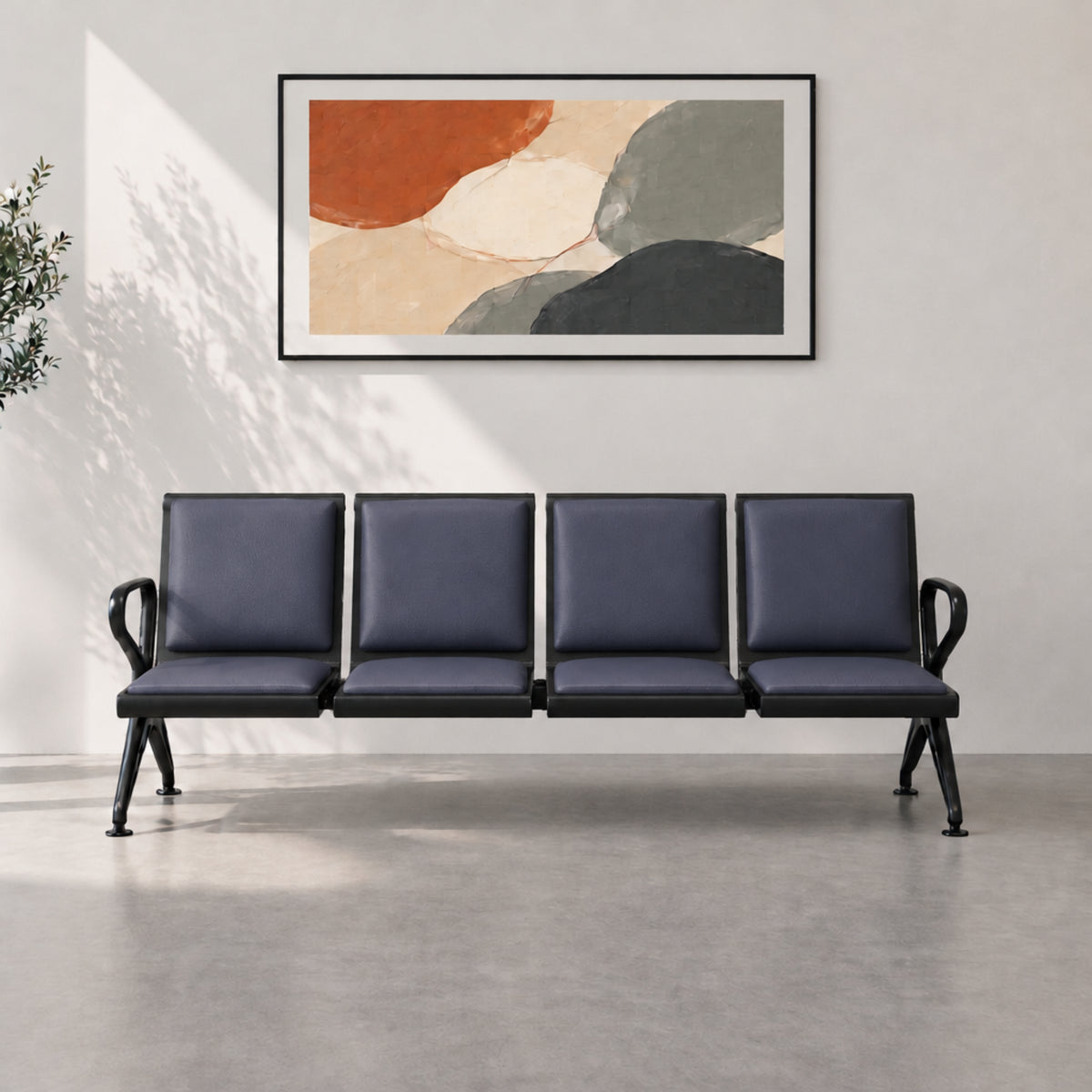 Kepler Brooks Trinity 4 Seater Waiting Chair with Cushion ( Mild Steel Frame )