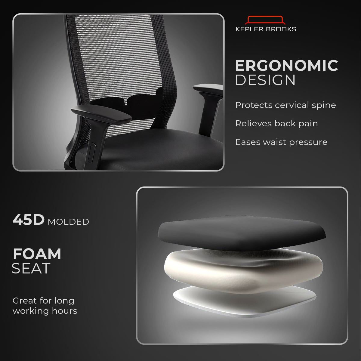 Kepler Brooks Eterna Premium High Back Mesh Office Chair