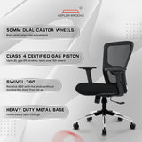 Kepler Brooks Zeus Mid Back Mesh Office Chair (Black)