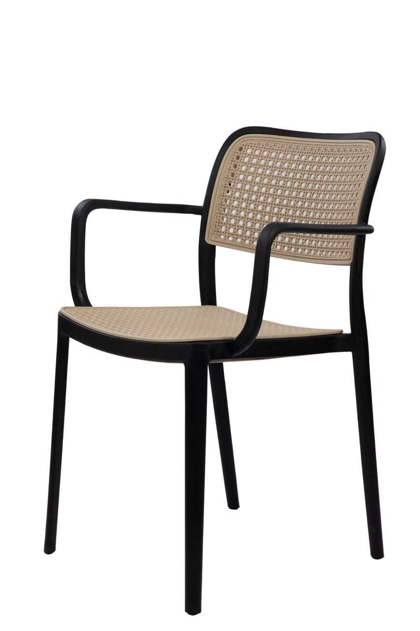Kepler Brooks Zen Rattan Cafeteria Dining Chair with Arms