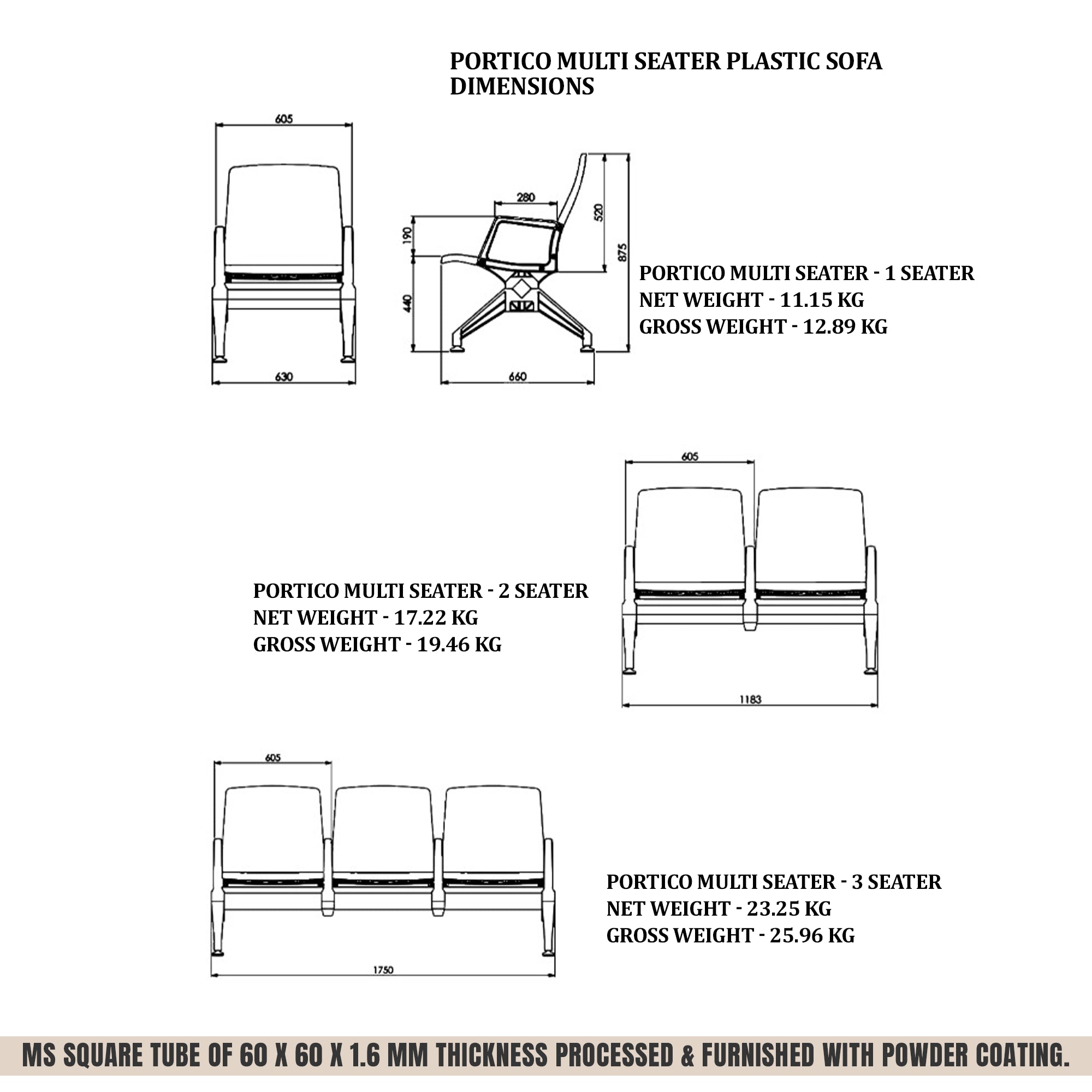 Kepler Brooks Portico Waiting Chair with Arms