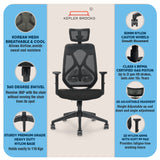 Kepler Brooks Marvel Premium High Back Mesh Office Chair (White Grey)