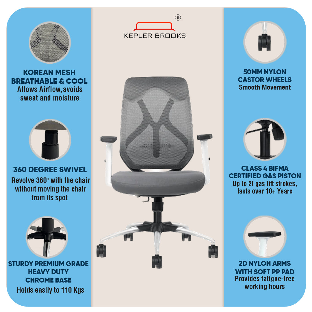 Kepler Brooks Marvel Ergonomic Mid Back Mesh Office Chair