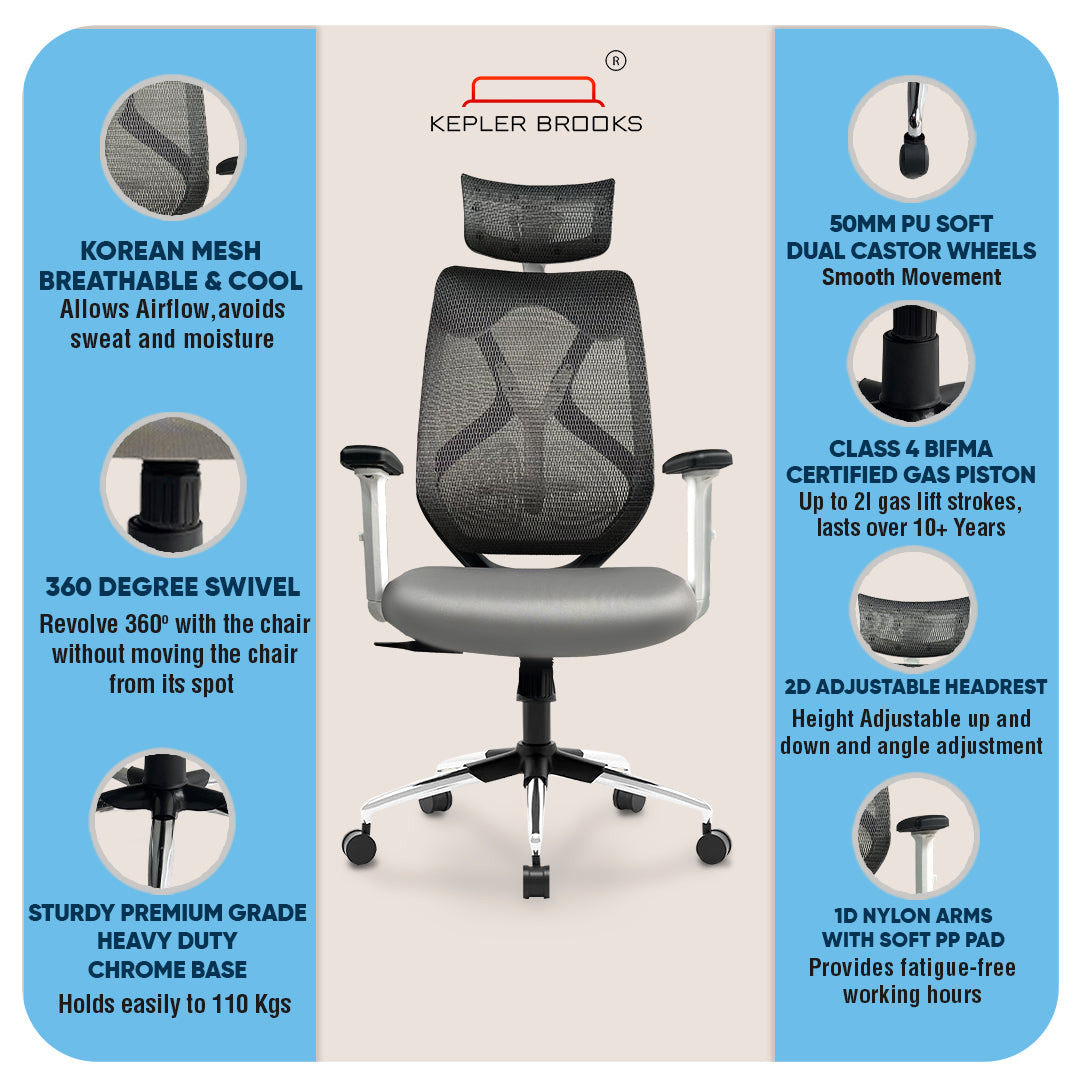 Kepler Brooks Marvel Lite High Back Mesh Office Chair
