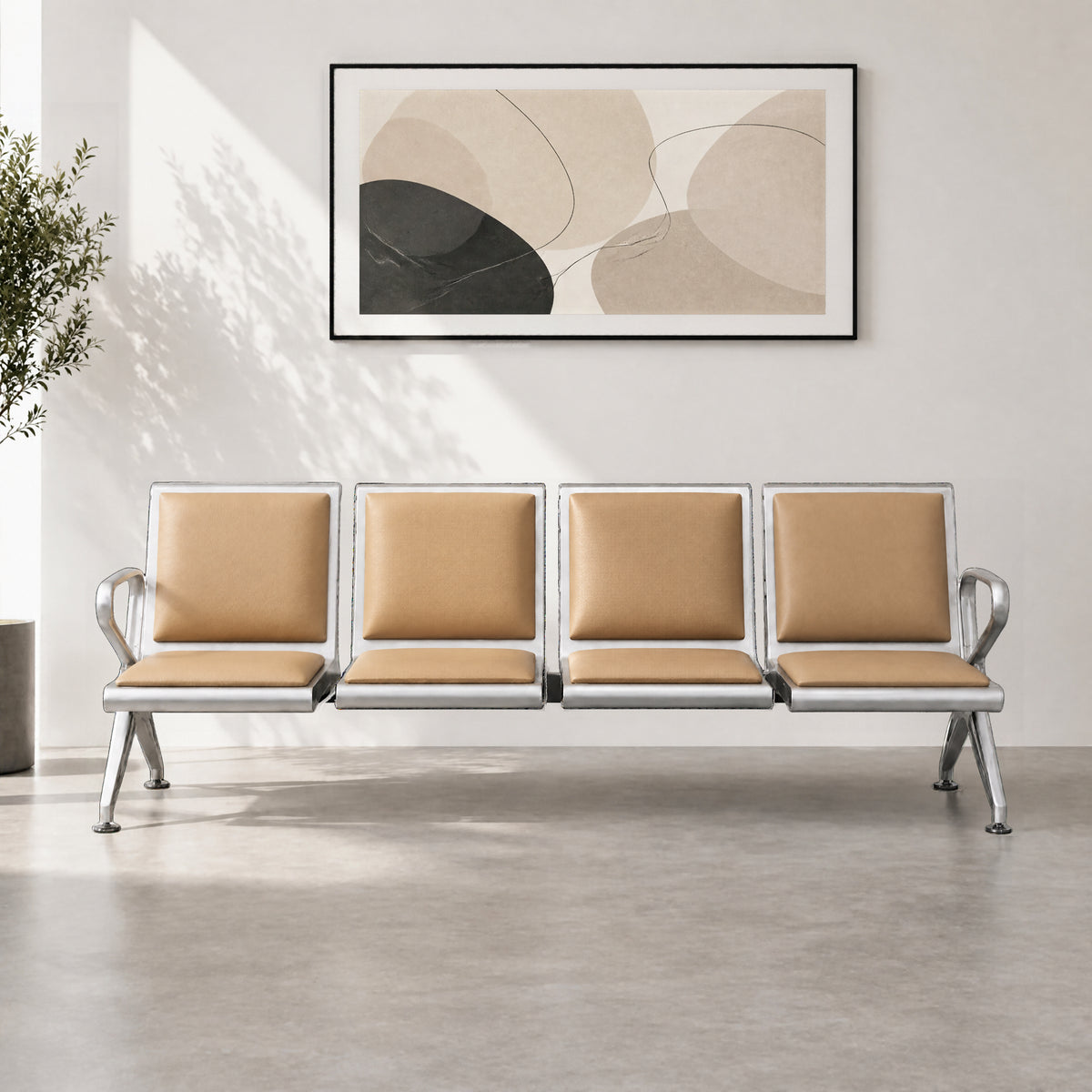 Kepler Brooks Trinity 4 Seater Waiting Chair with Cushion ( Mild Steel Frame )