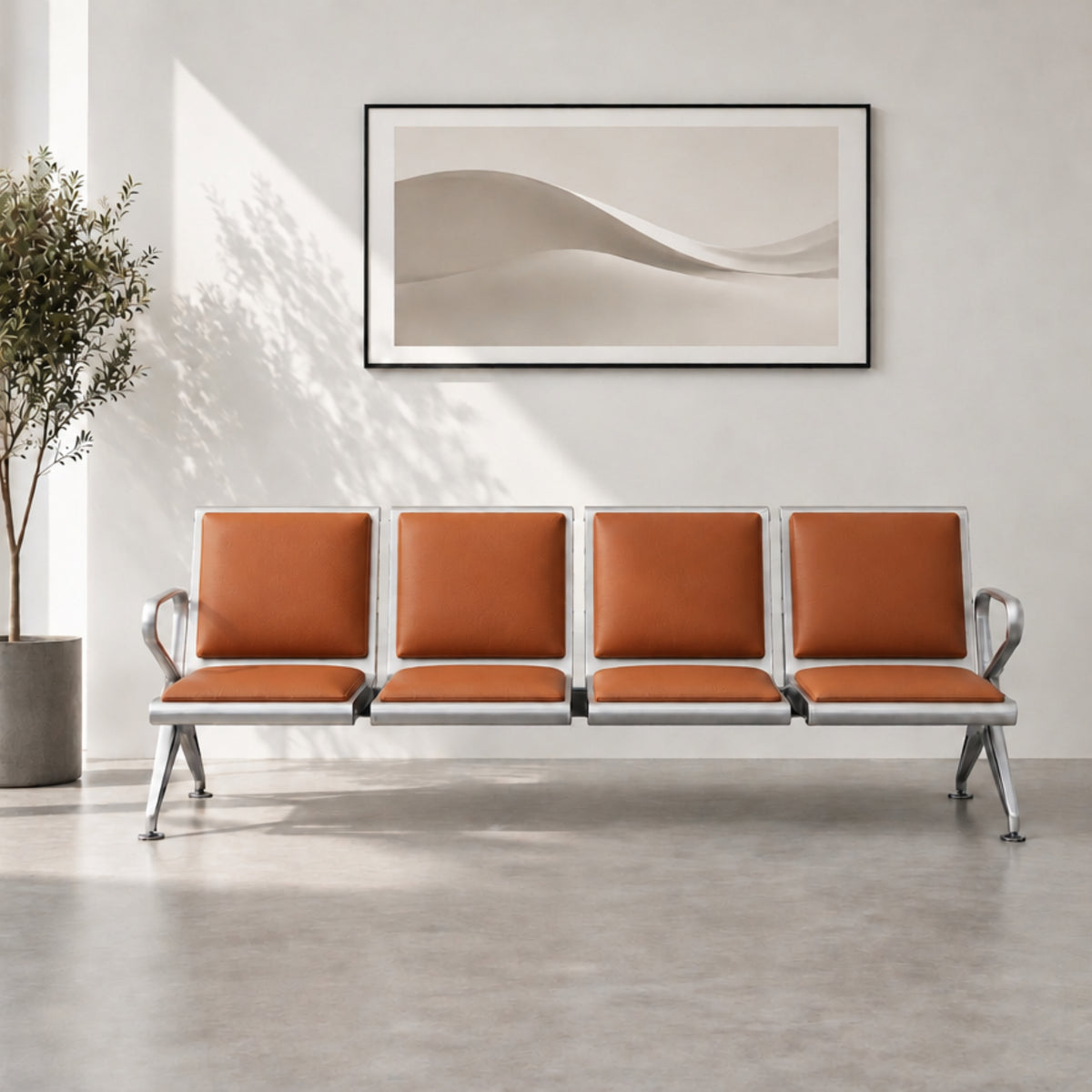 Kepler Brooks Trinity 4 Seater Waiting Chair with Cushion ( Mild Steel Frame )