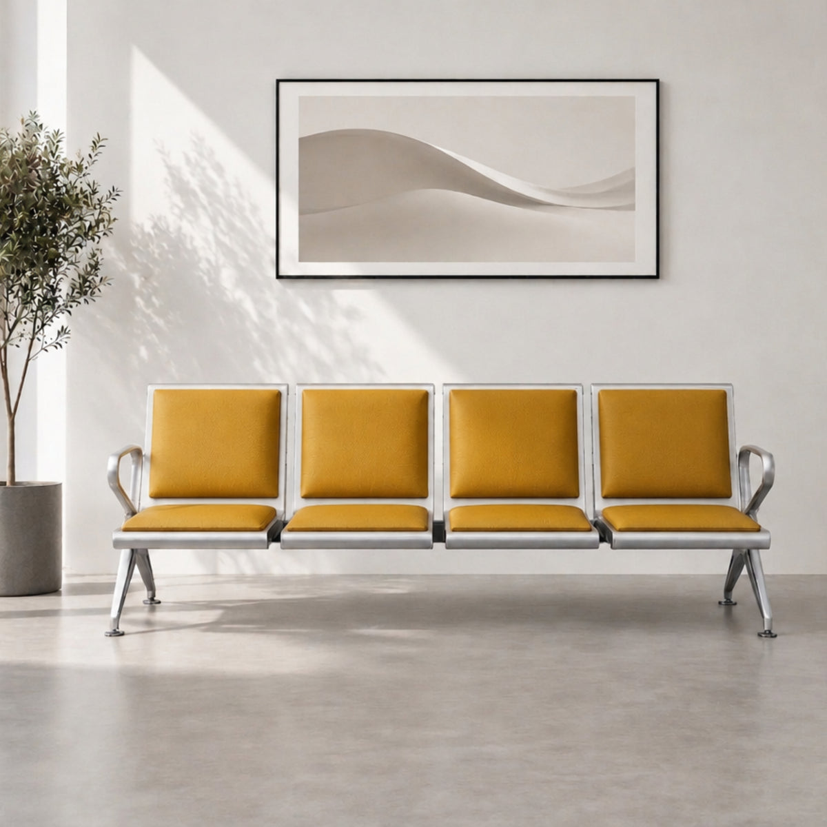 Kepler Brooks Trinity 4 Seater Waiting Chair with Cushion ( Mild Steel Frame )