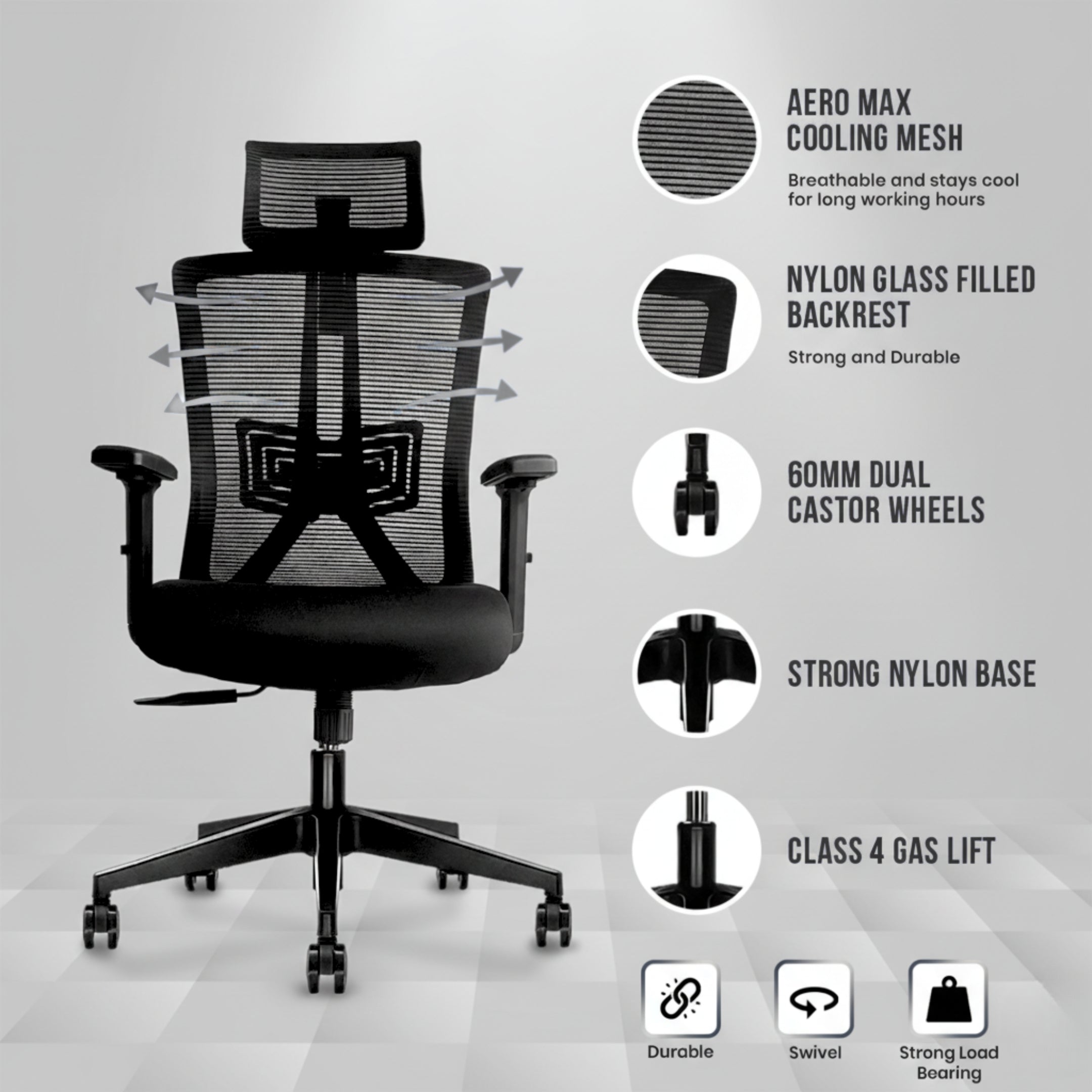 Kepler Brooks Regalia Ergonomic High Back Mesh Office Chair
