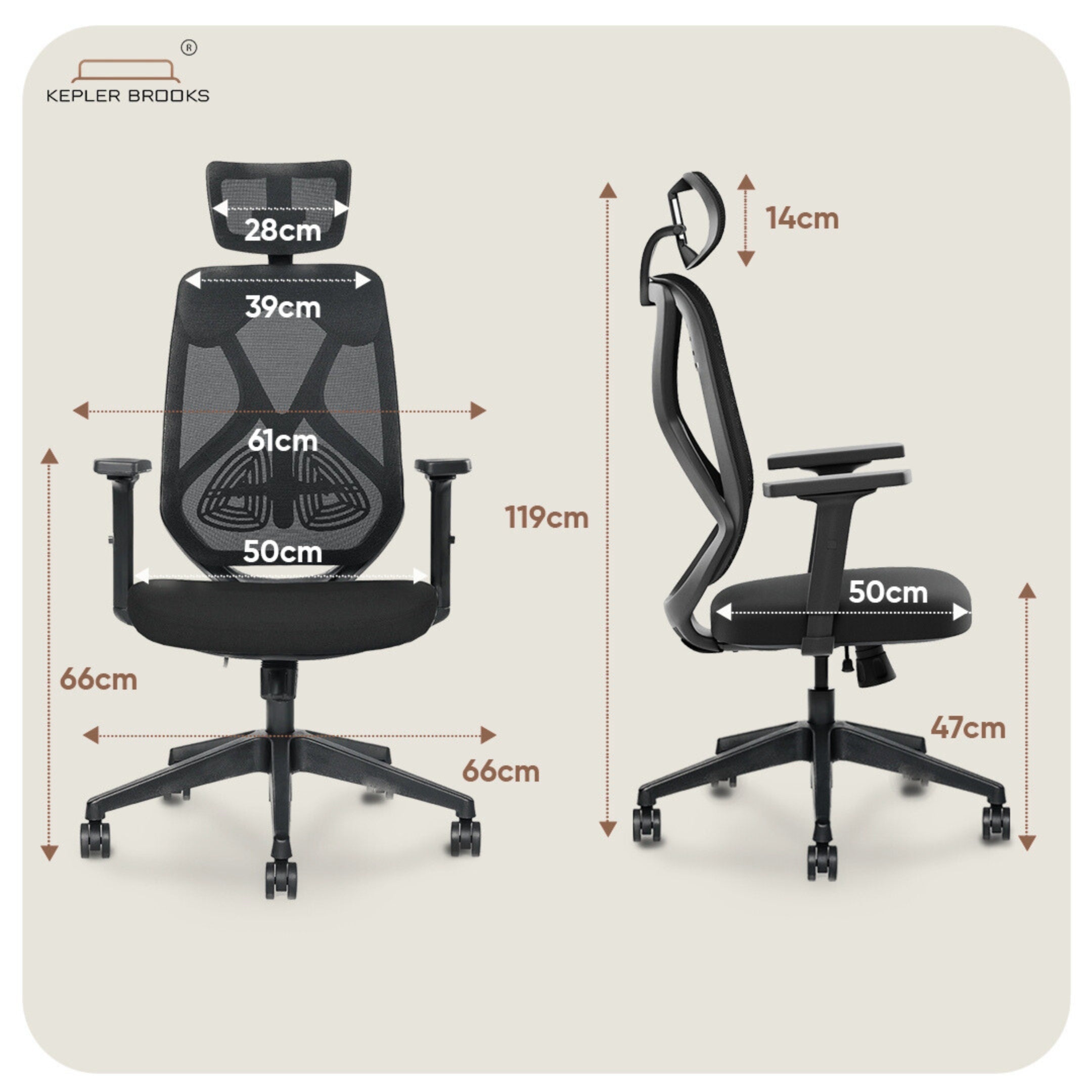 Kepler Brooks Marvel Premium High Back Mesh Office Chair