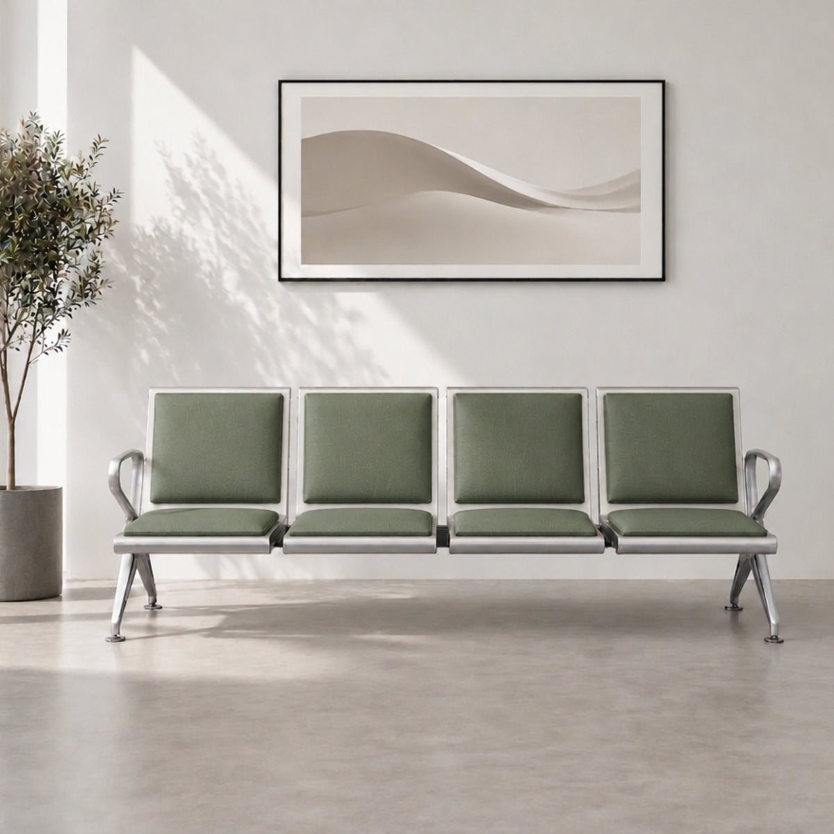 Kepler Brooks Trinity 4 Seater Waiting Chair with Cushion ( Mild Steel Frame )