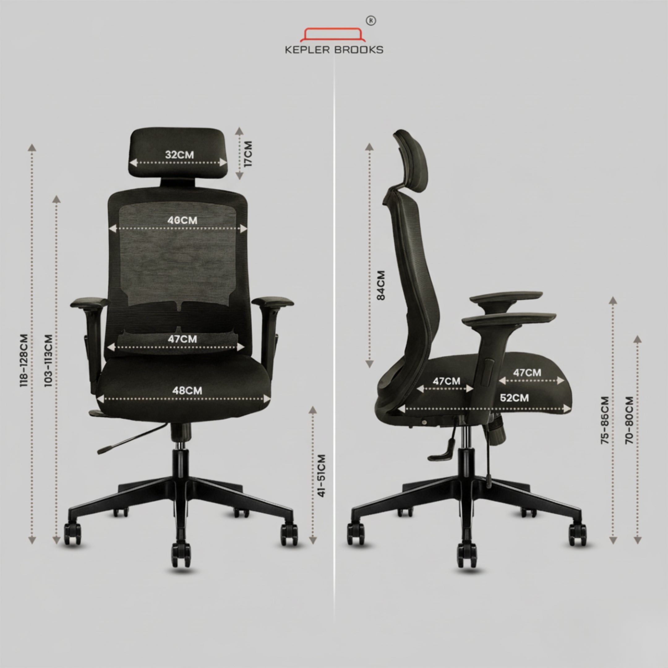Kepler Brooks Eterna Premium High Back Mesh Office Chair