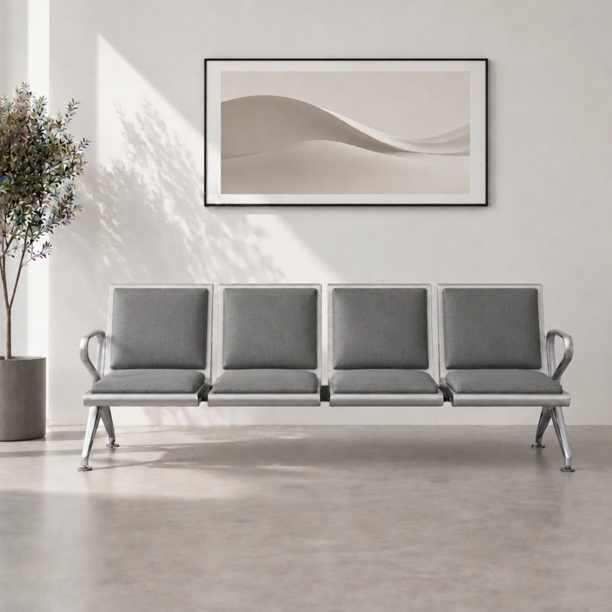 Kepler Brooks Trinity 4 Seater Waiting Chair with Cushion ( Mild Steel Frame )