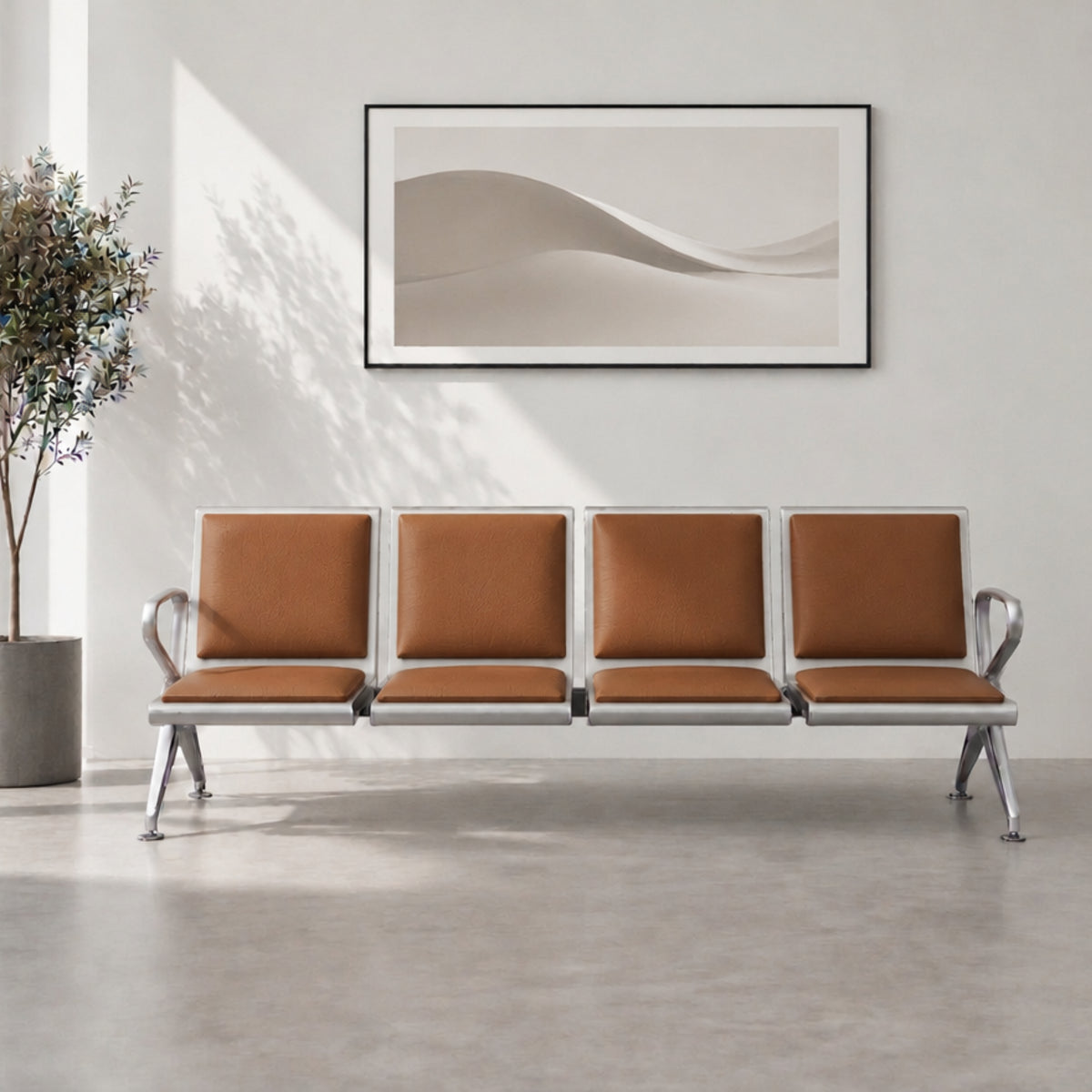 Kepler Brooks Trinity 4 Seater Waiting Chair with Cushion ( Mild Steel Frame )