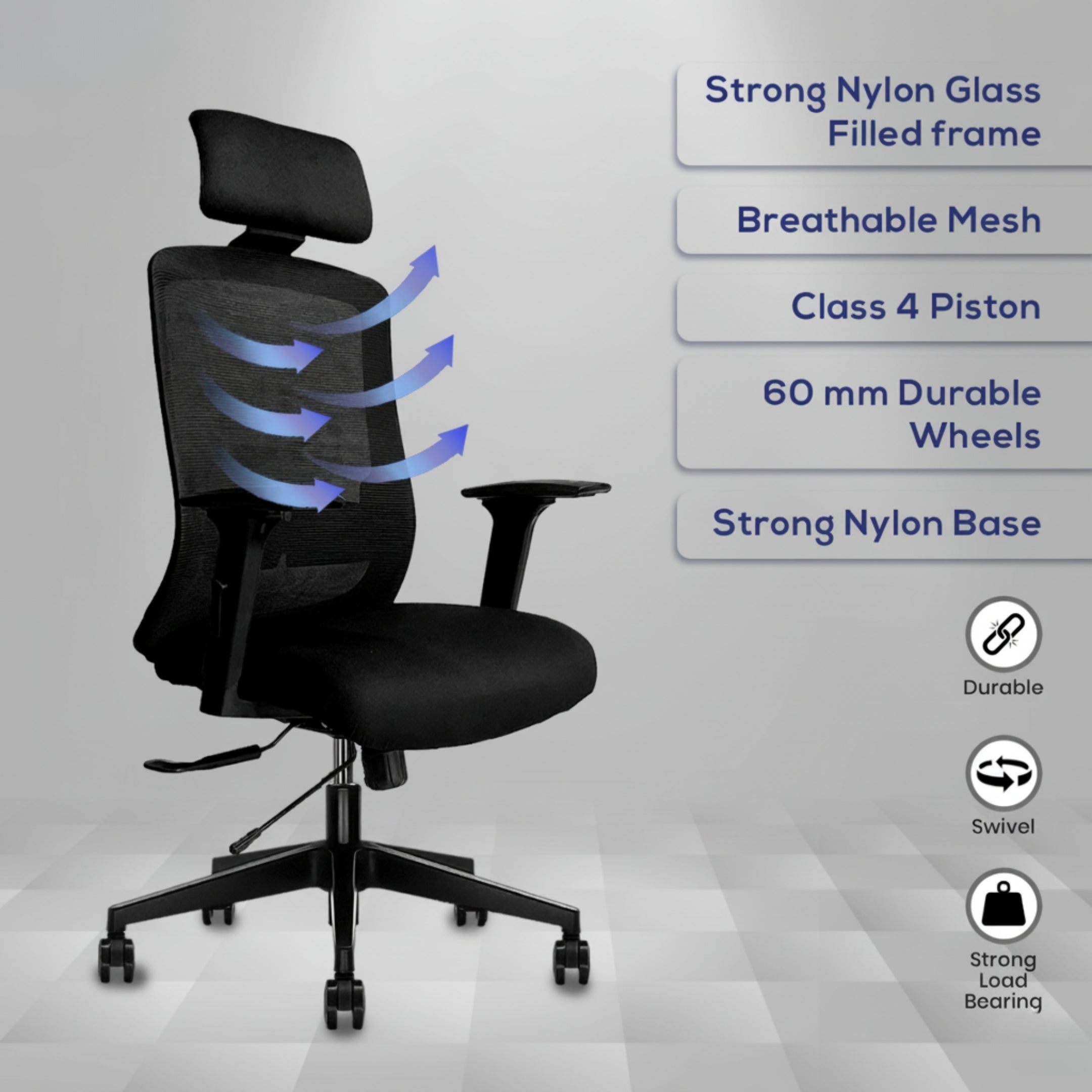 Kepler Brooks Eterna Premium High Back Mesh Office Chair