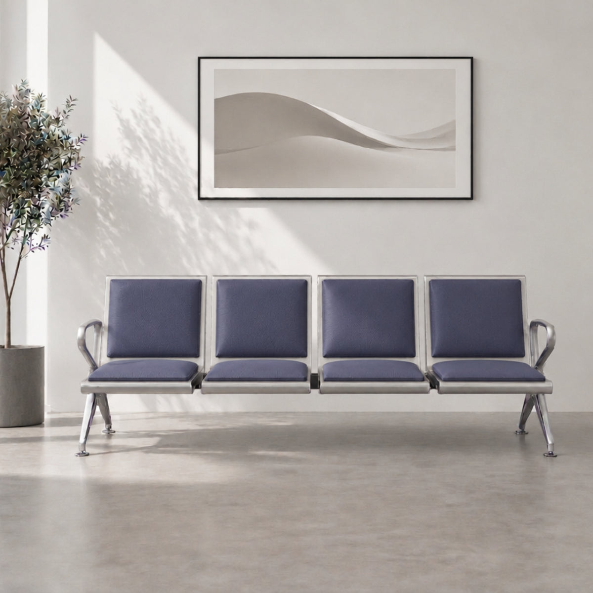 Kepler Brooks Trinity 4 Seater Waiting Chair with Cushion ( Mild Steel Frame )