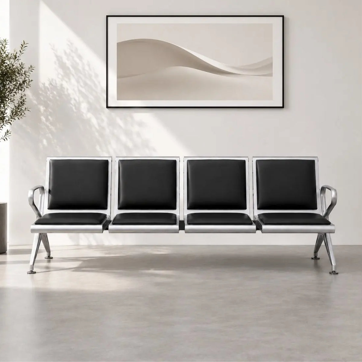 Kepler Brooks Trinity 4 Seater Waiting Chair with Cushion ( Mild Steel Frame )