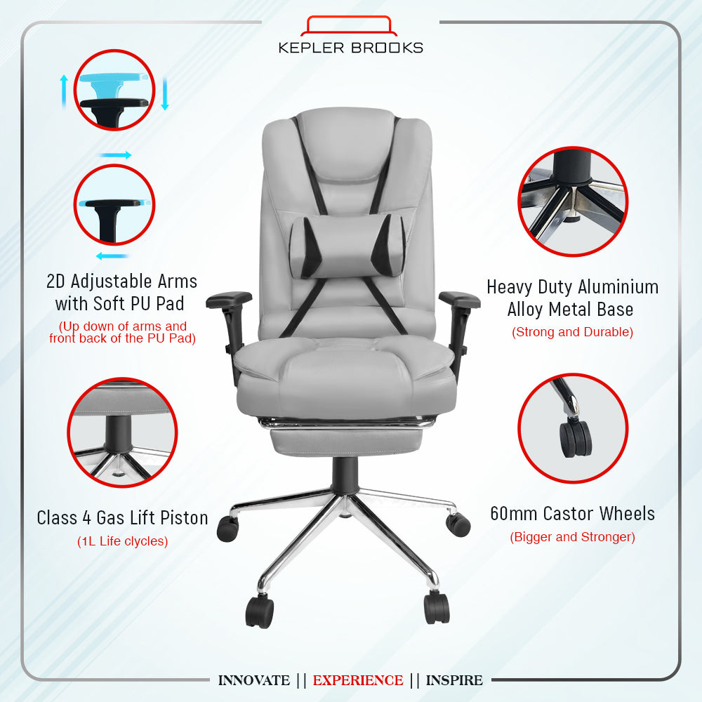 Kepler Brooks Italia Pro High Back Leatherette Ergosmart Office Chair
