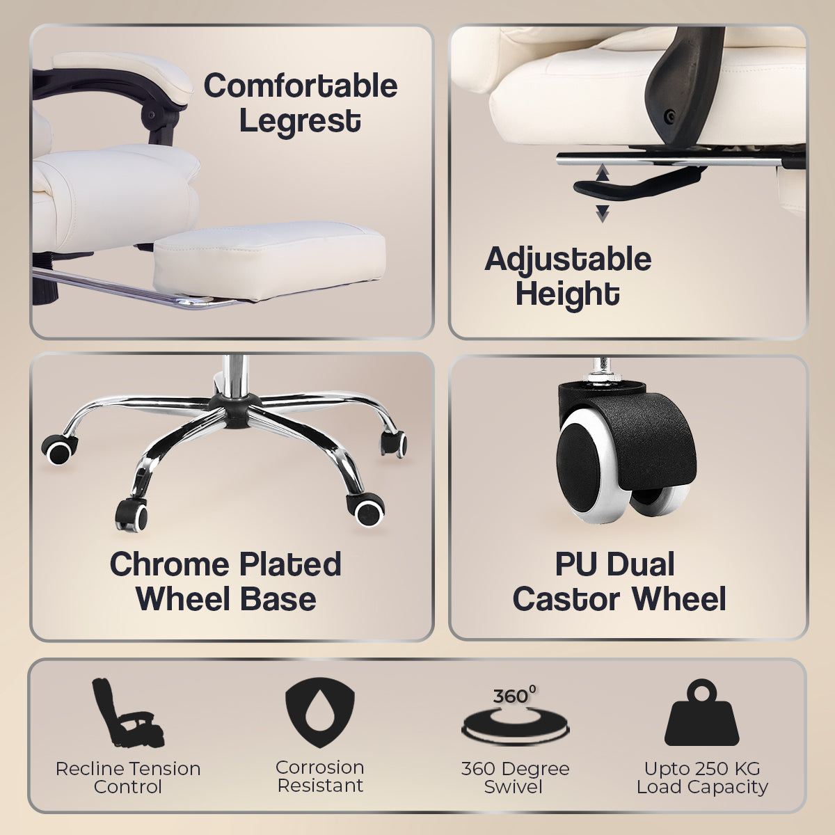 Kepler Brooks Italia High Back Leatherette ErgoSmart Office Chair