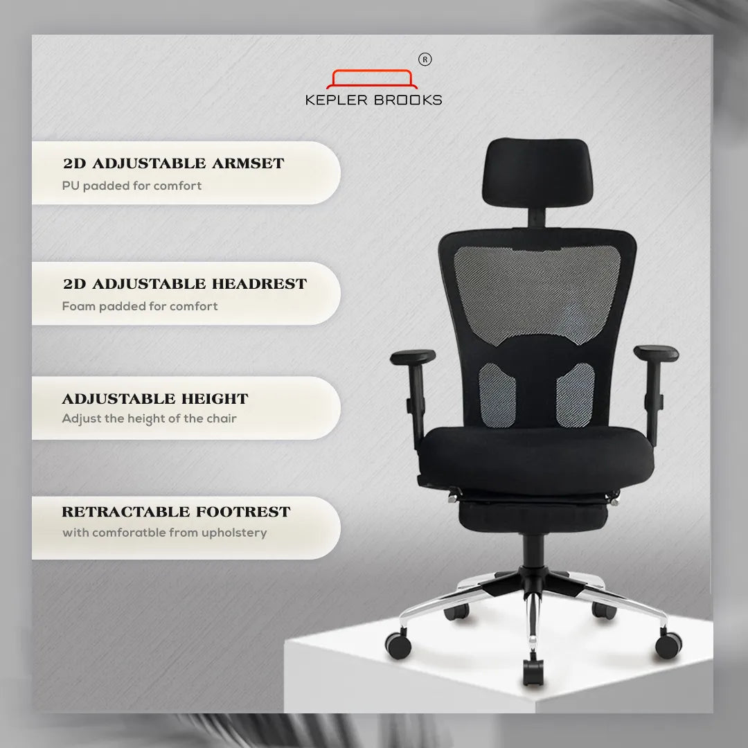 Kepler Brooks Zeus Pro High Back Mesh Office Chair (Black)